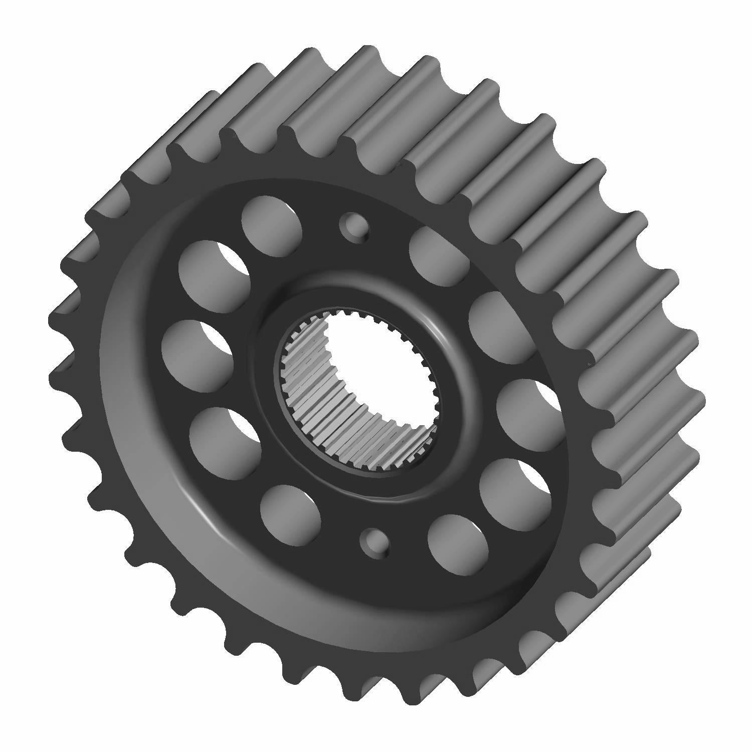 A 3D-rendered image of the Drive Pulley, 29T W/O Flange by Polaris, featuring evenly spaced teeth and circular center holes, resembling an OEM part. Shown at an angle on a white background.