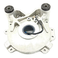 Silver metal output cover with circular center opening and attached black sensor wire.