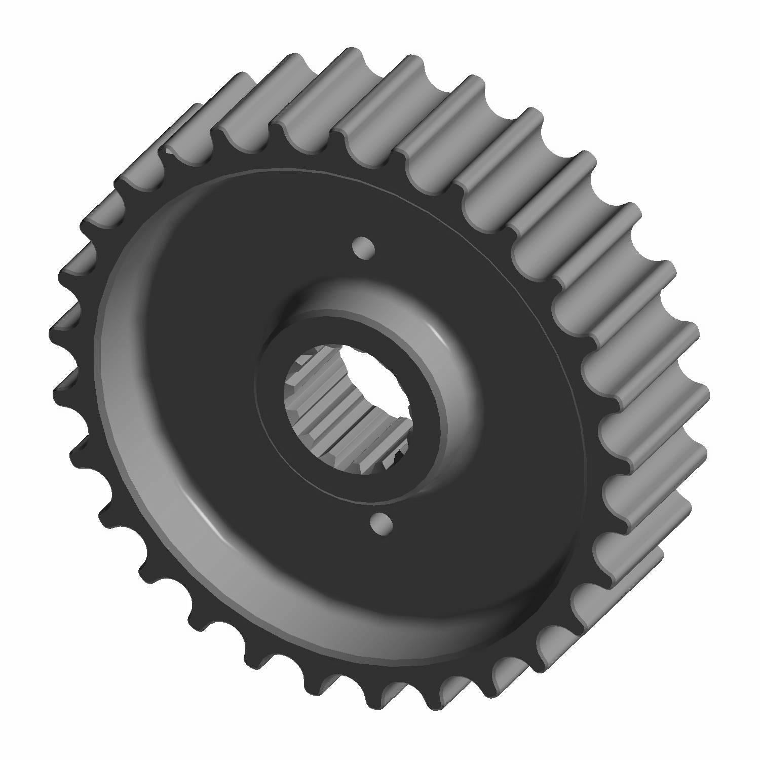 A 3D-rendered image of the Drive Pulley, 29T by Polaris shows a metal sprocket with evenly spaced teeth and a grooved central hole, designed for precision shaft mounting and resembling genuine Polaris OEM parts.