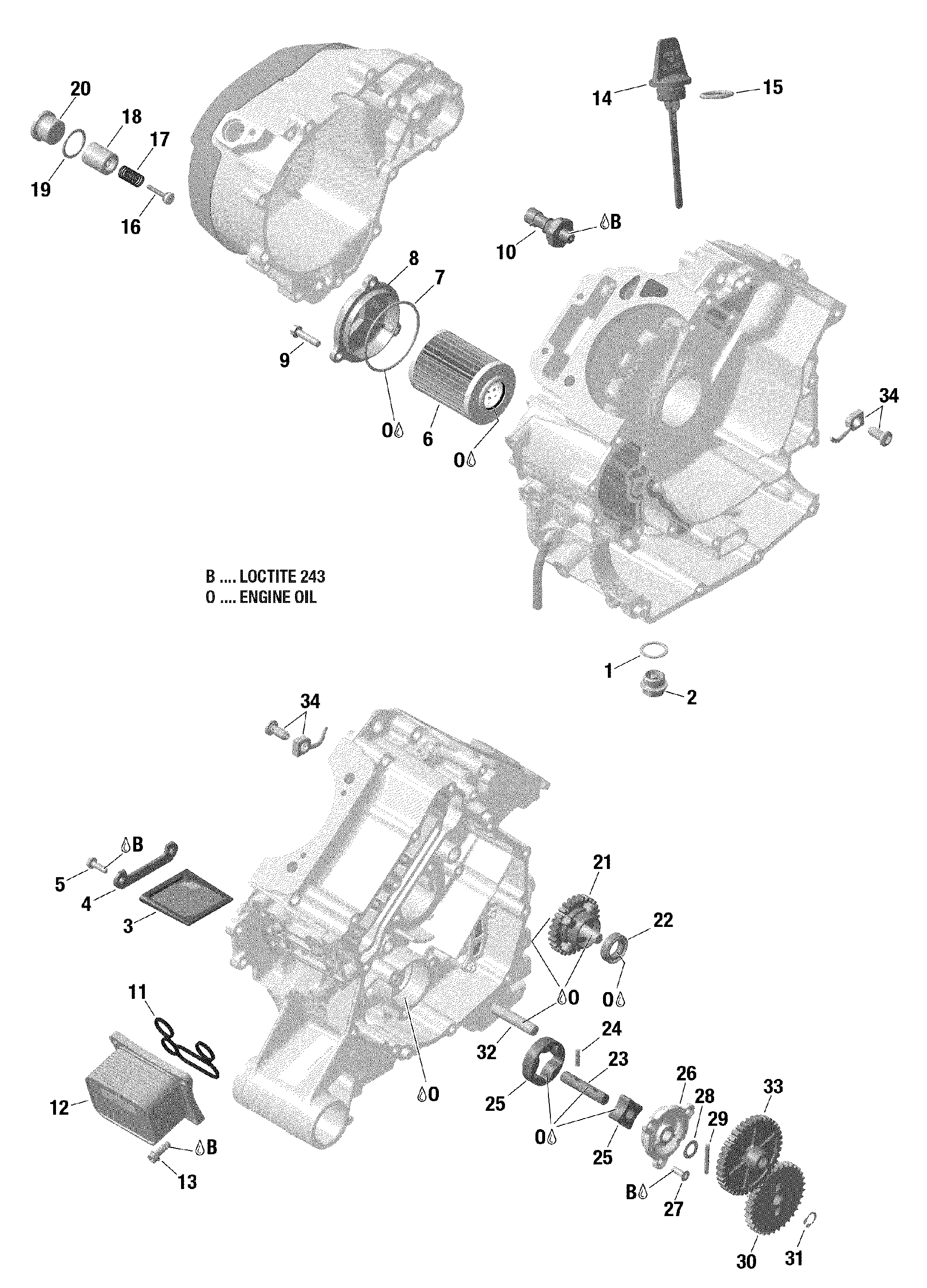 An Image of a Genuine Can-Am Parts Schematic Diagram showing the schematic - ENGINE LUBRICATION