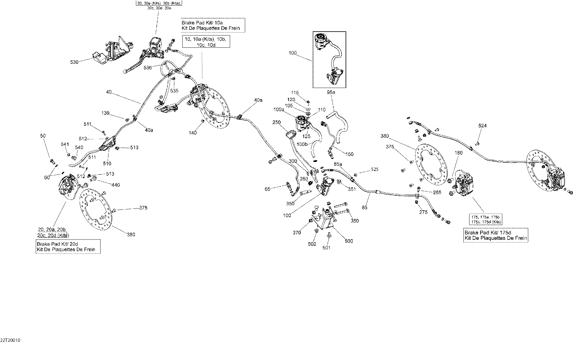 An Image of a Genuine Can-Am Parts Schematic Diagram showing the schematic - BRAKES