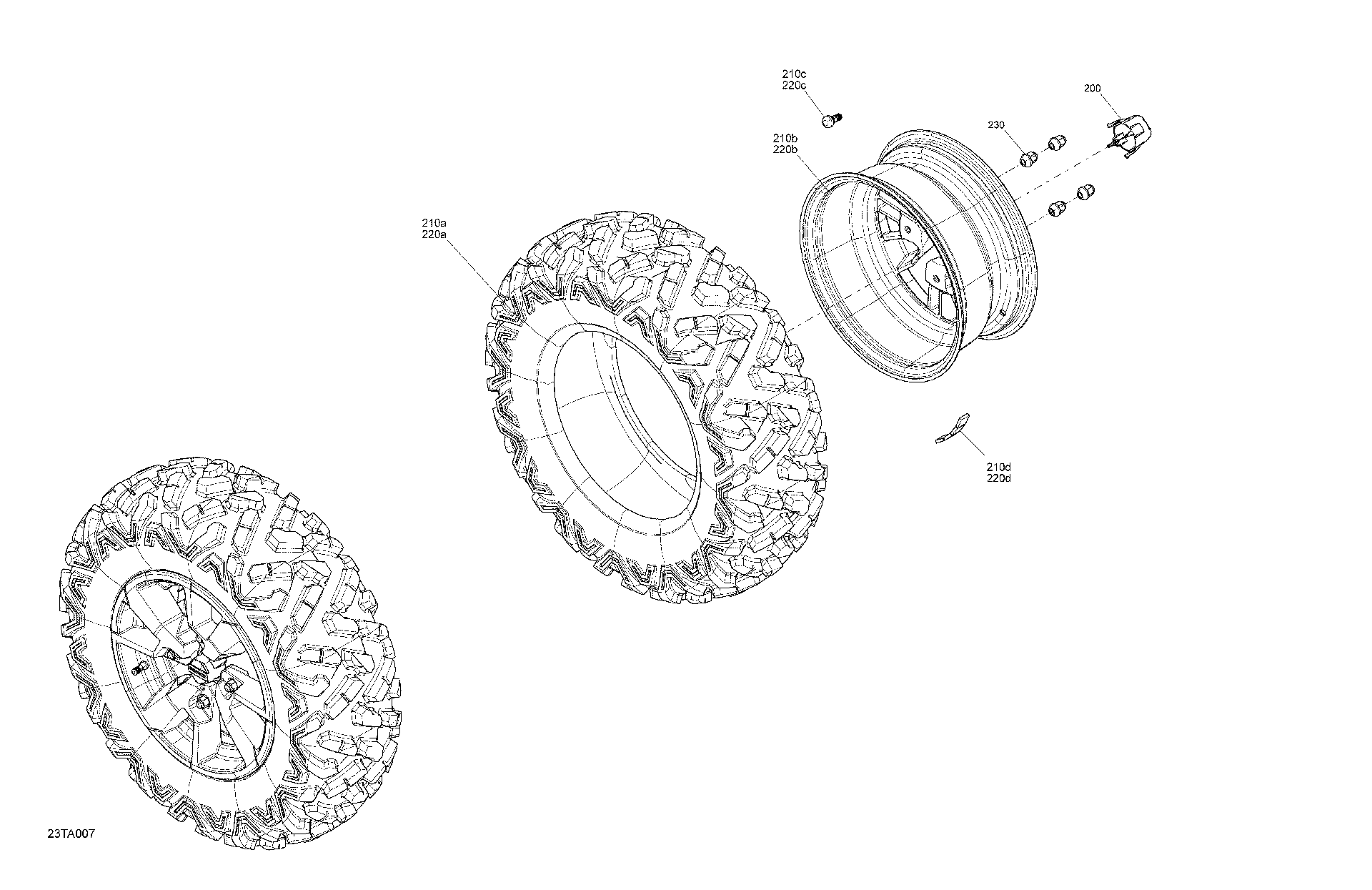 An Image of a Genuine Can-Am Parts Schematic Diagram showing the schematic - DRIVE - FRONT WHEELS - LTD