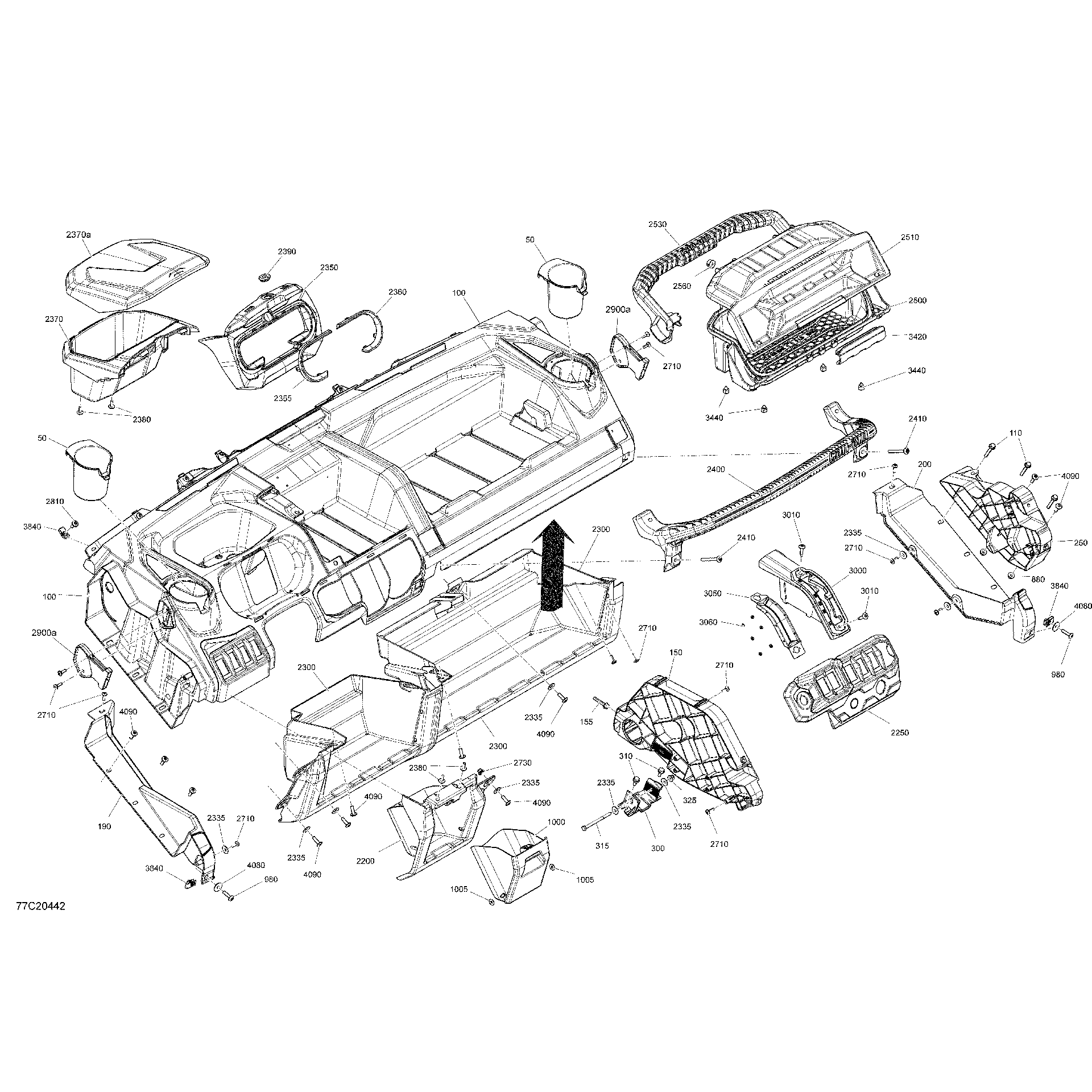 An Image of a Genuine Can-Am Parts Schematic Diagram showing the schematic - CAB INTERIOR - DASHBOARD
