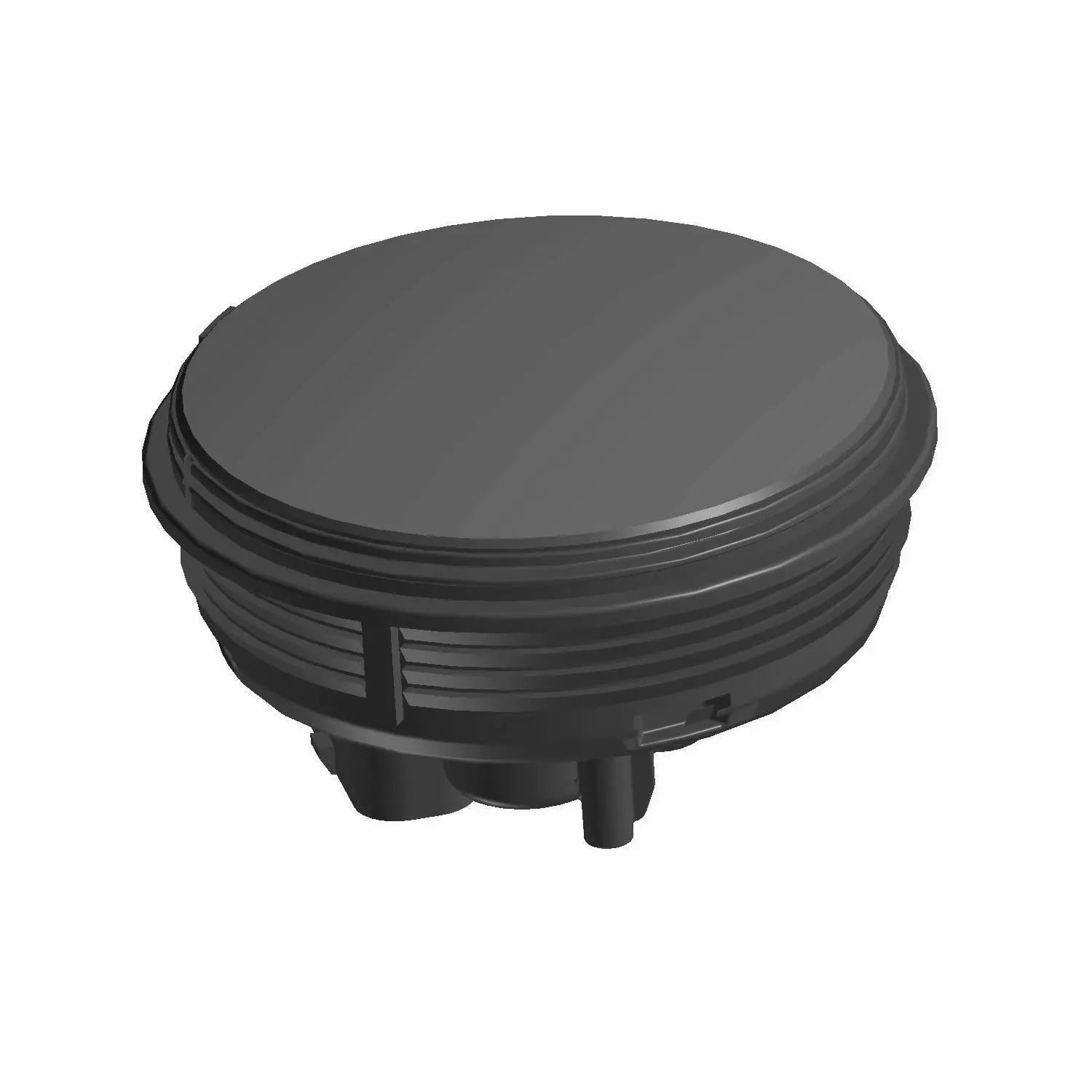 Black round speedometer fairing with ribbed sides and mounting connectors by Polaris.