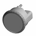 Black round motorcycle fuel gauge with a textured edge and connector plug on the back.