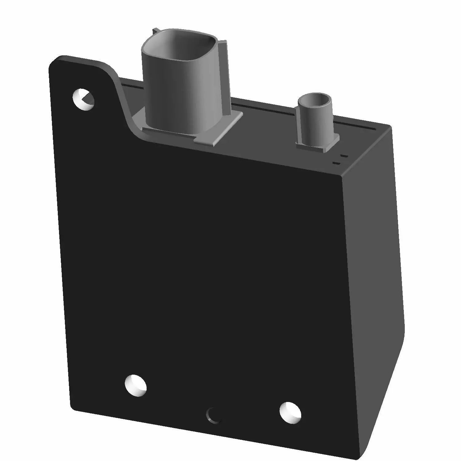 3D-rendered image of the Cell Modem / Module [Intl & Pacific Models] by Polaris, a black rectangular unit with two mounting holes at the bottom and two connector terminals at the top, commonly used in Polaris parts.