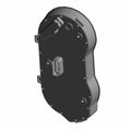 Black molded plastic cover with curved edges and mounting clips for Polaris Ranger component.