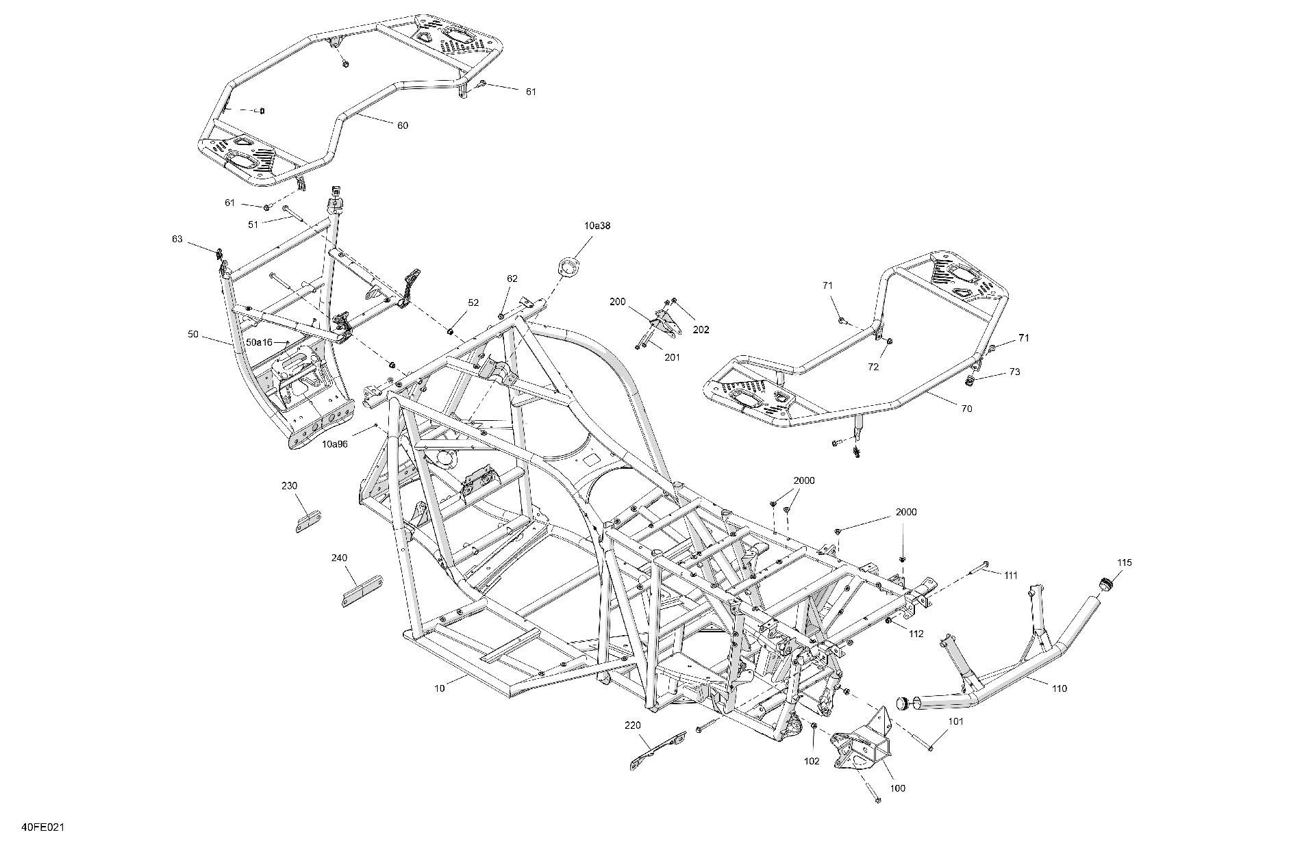 An Image of a Genuine Can-Am Parts Schematic Diagram showing the schematic - FRAME - SYSTEM
