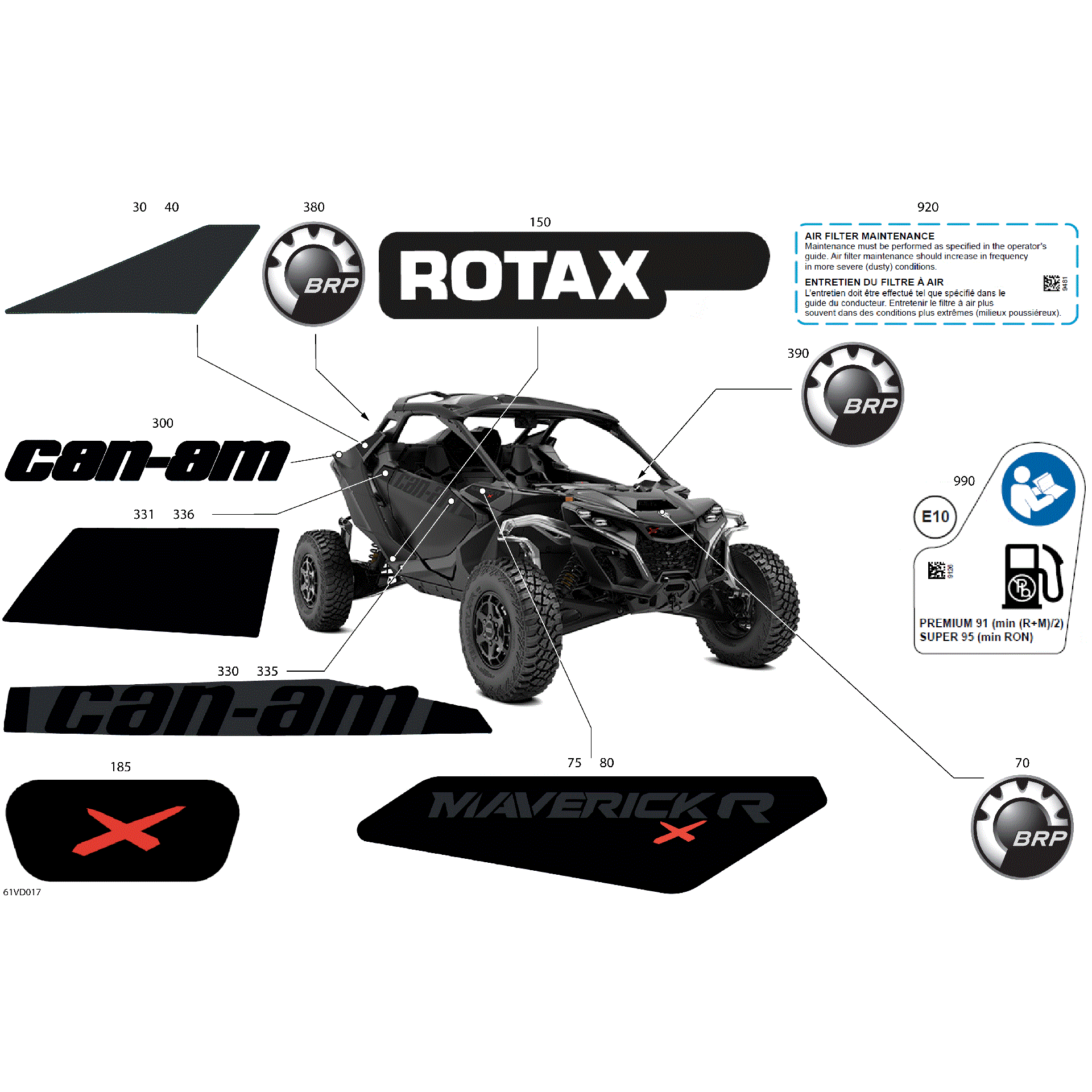An Image of a Genuine Can-Am Parts Schematic Diagram showing the schematic - BODY - DECALS