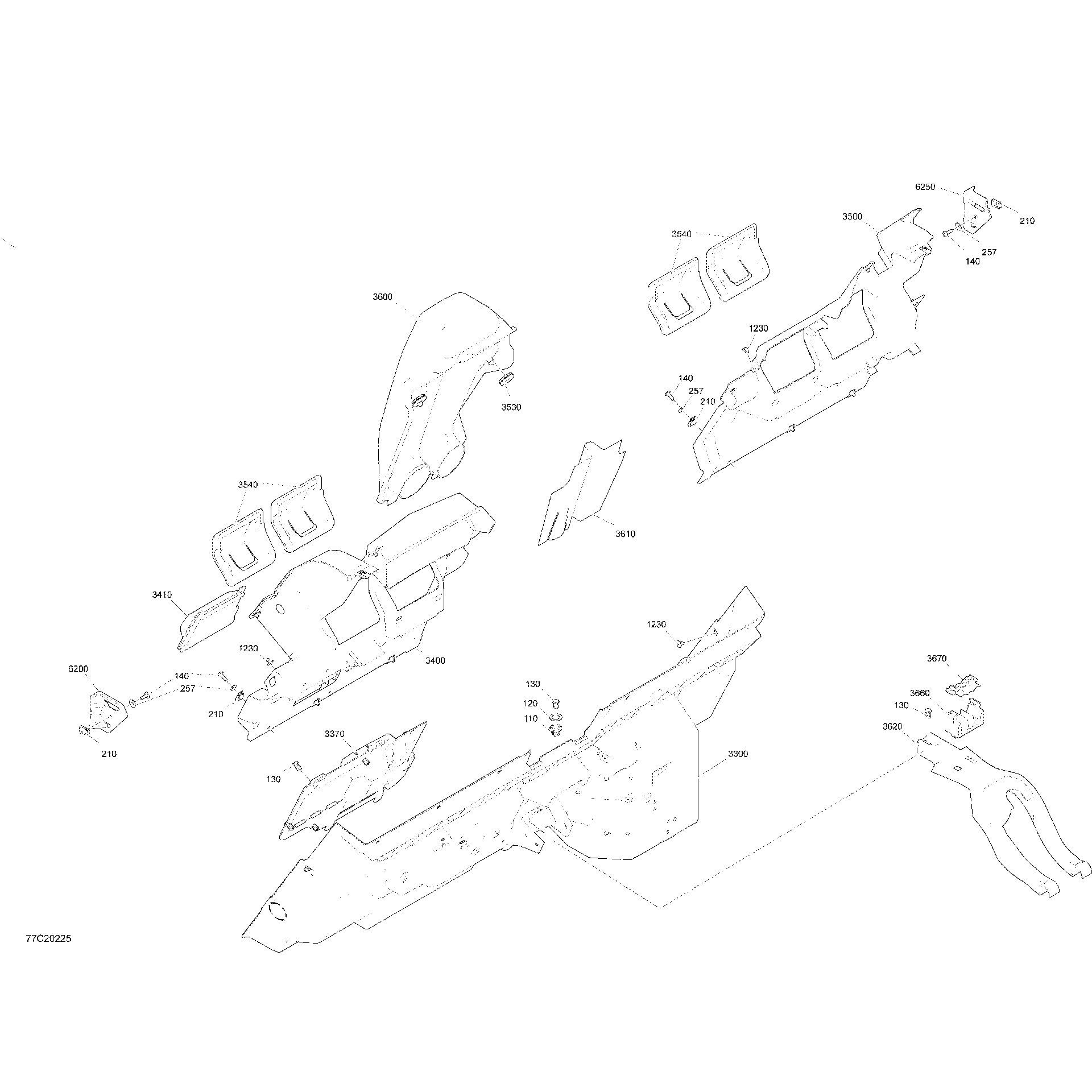An Image of a Genuine Can-Am Parts Schematic Diagram showing the schematic - CAB INTERIOR - BACK WALL - X MR