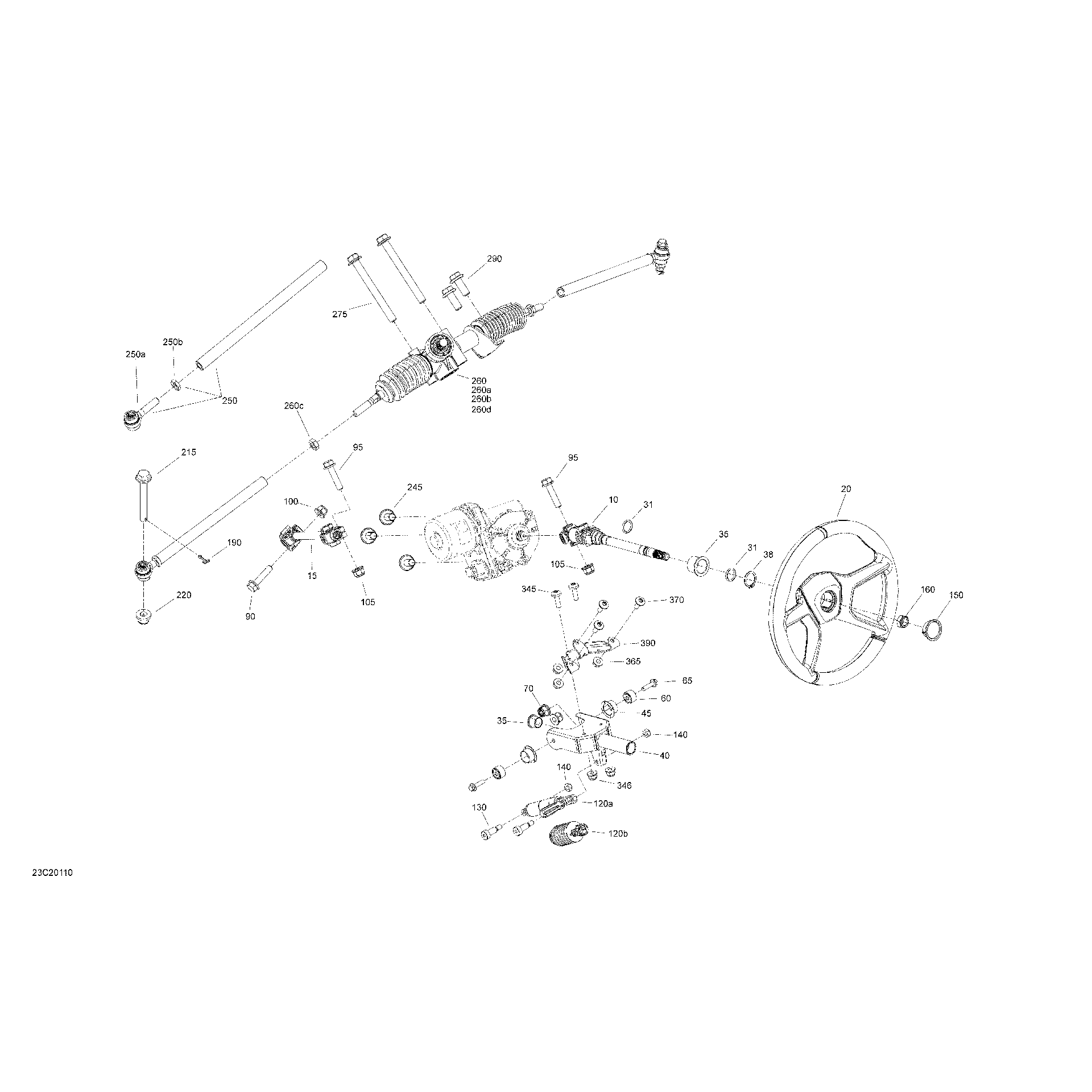 An Image of a Genuine Can-Am Parts Schematic Diagram showing the schematic - STEERING