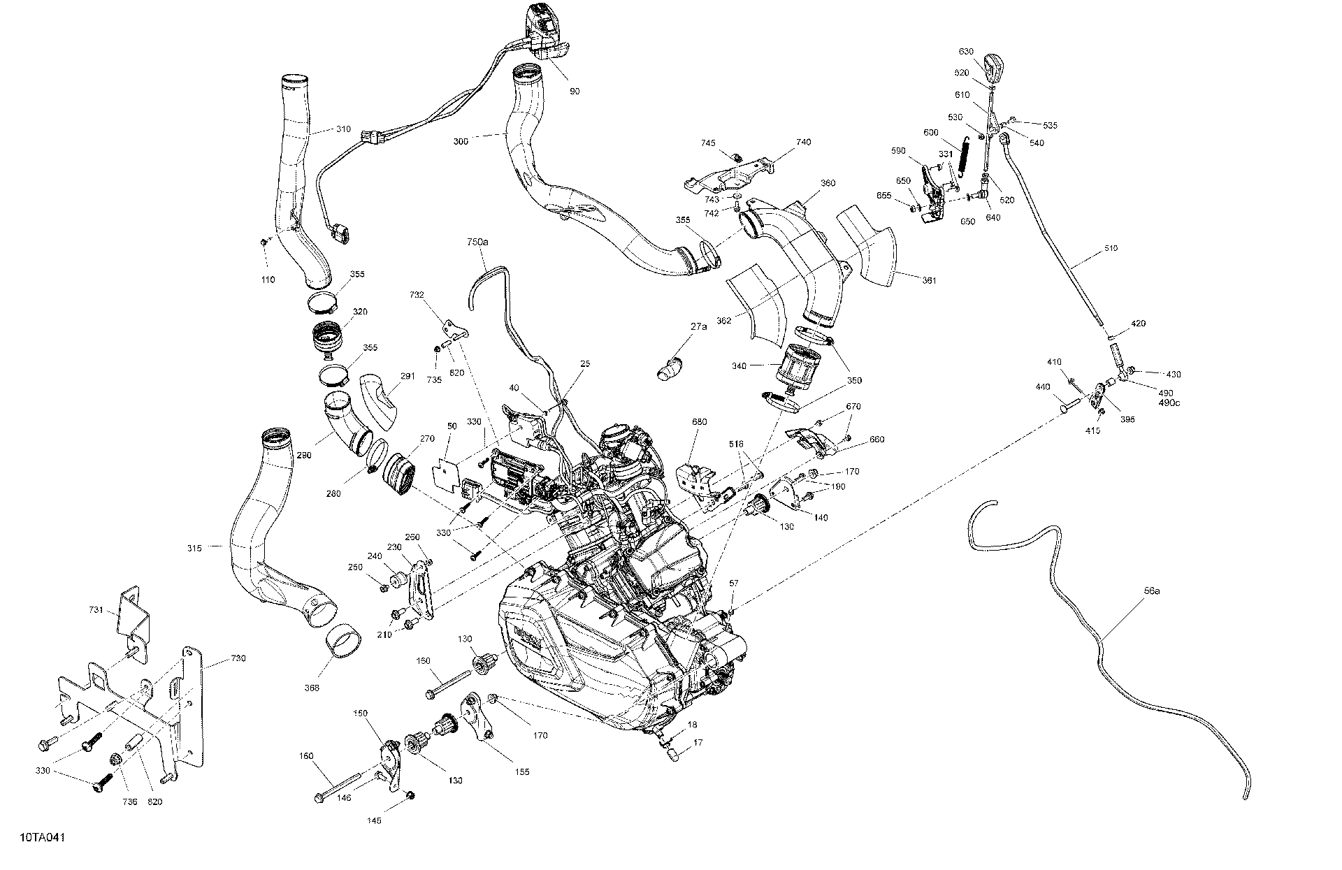 An Image of a Genuine Can-Am Parts Schematic Diagram showing the schematic - ENGINE - SYSTEM