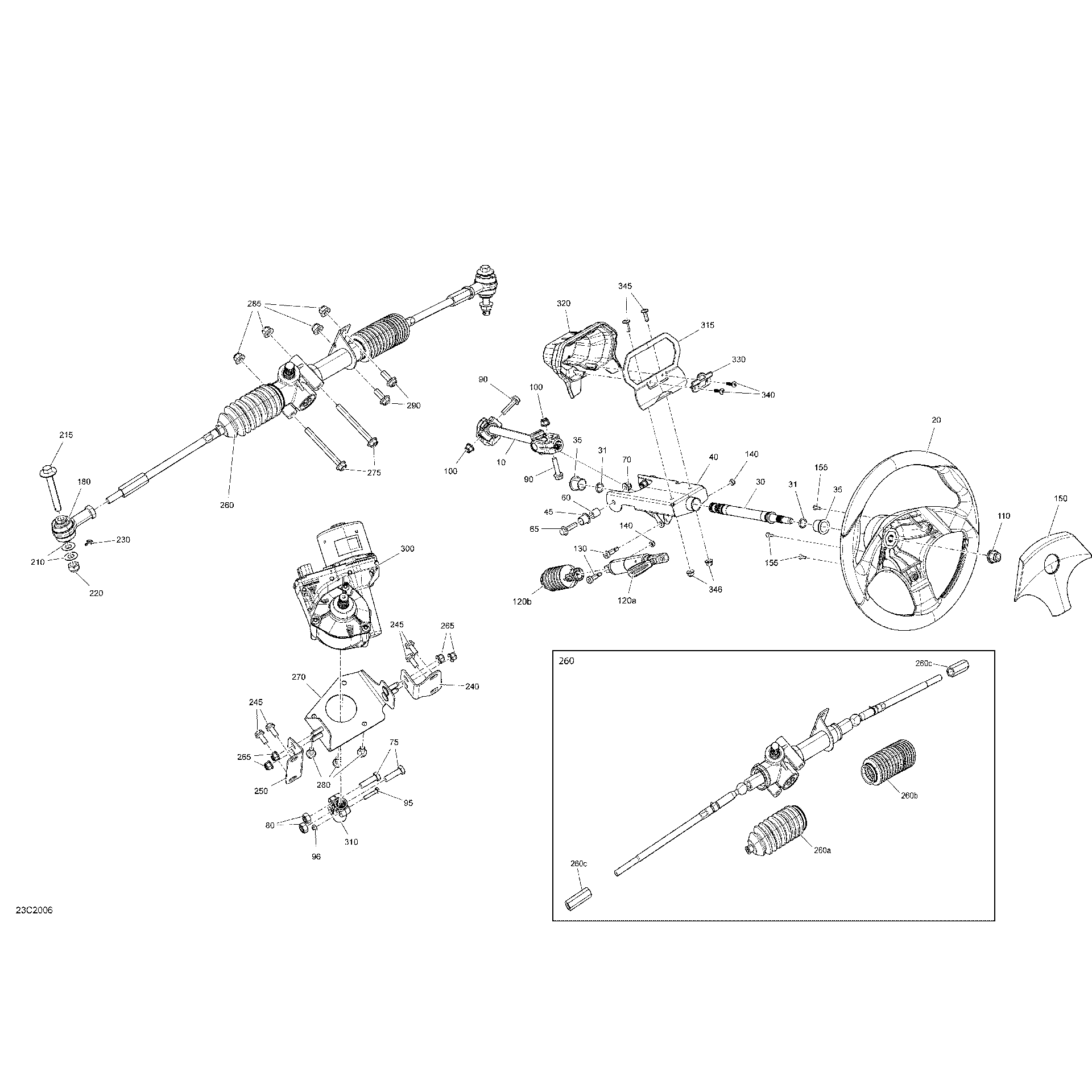 An Image of a Genuine Can-Am Parts Schematic Diagram showing the schematic - STEERING
