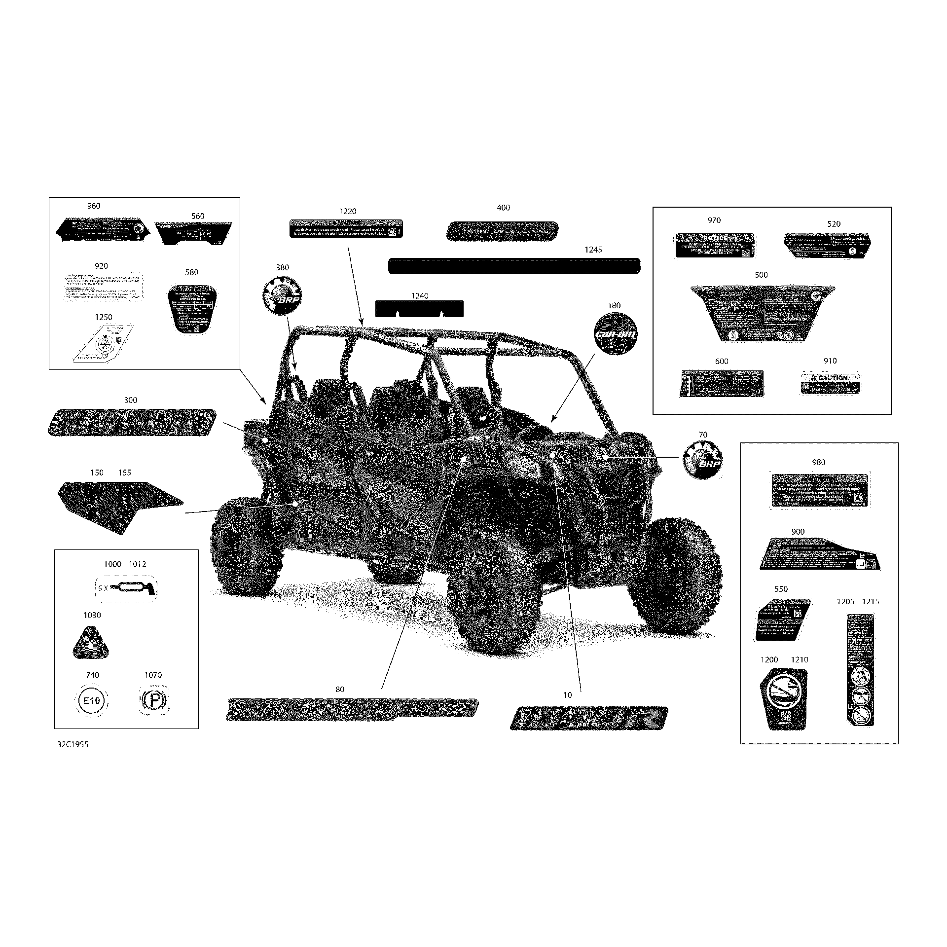An Image of a Genuine Can-Am Parts Schematic Diagram showing the schematic - DECALS - 1000R