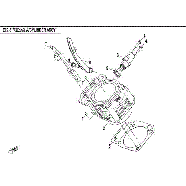 An Image of a genuine CFMOTO Parts Schematic Diagram showing the group - CYLINDER ASSY. - 2016 CFMOTO CFORCE 400