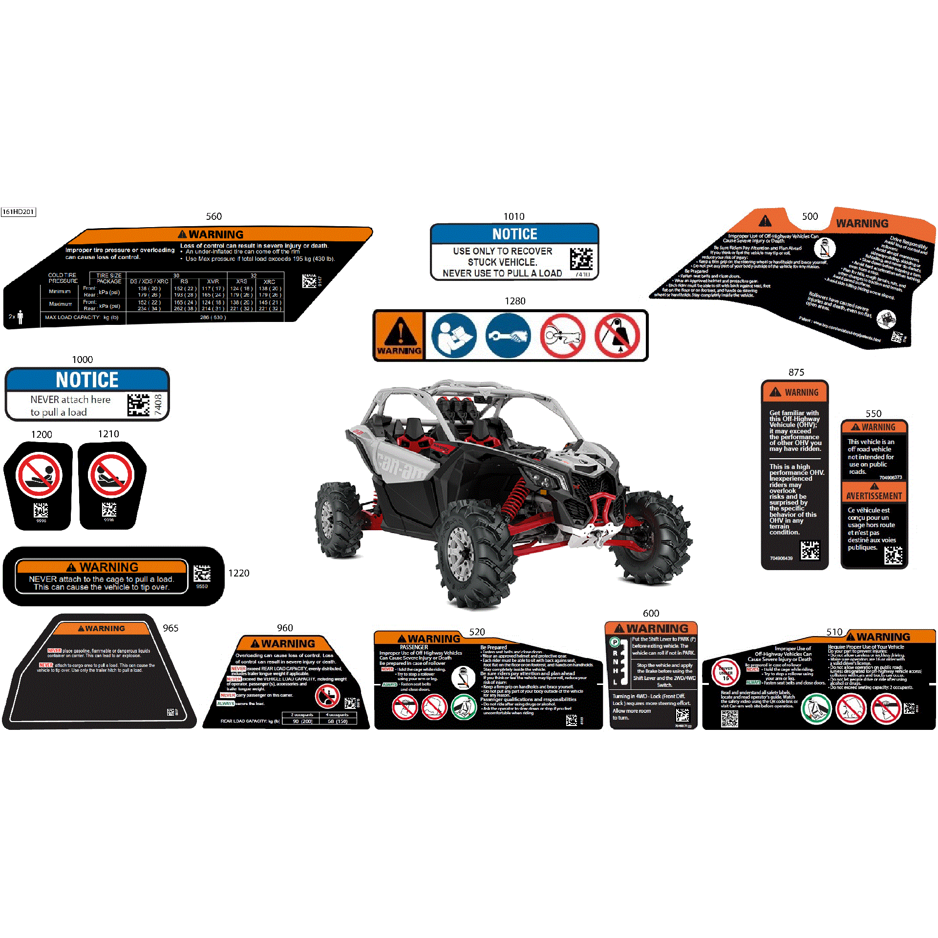 An Image of a Genuine Can-Am Parts Schematic Diagram showing the schematic - BODY - WARNING DECALS