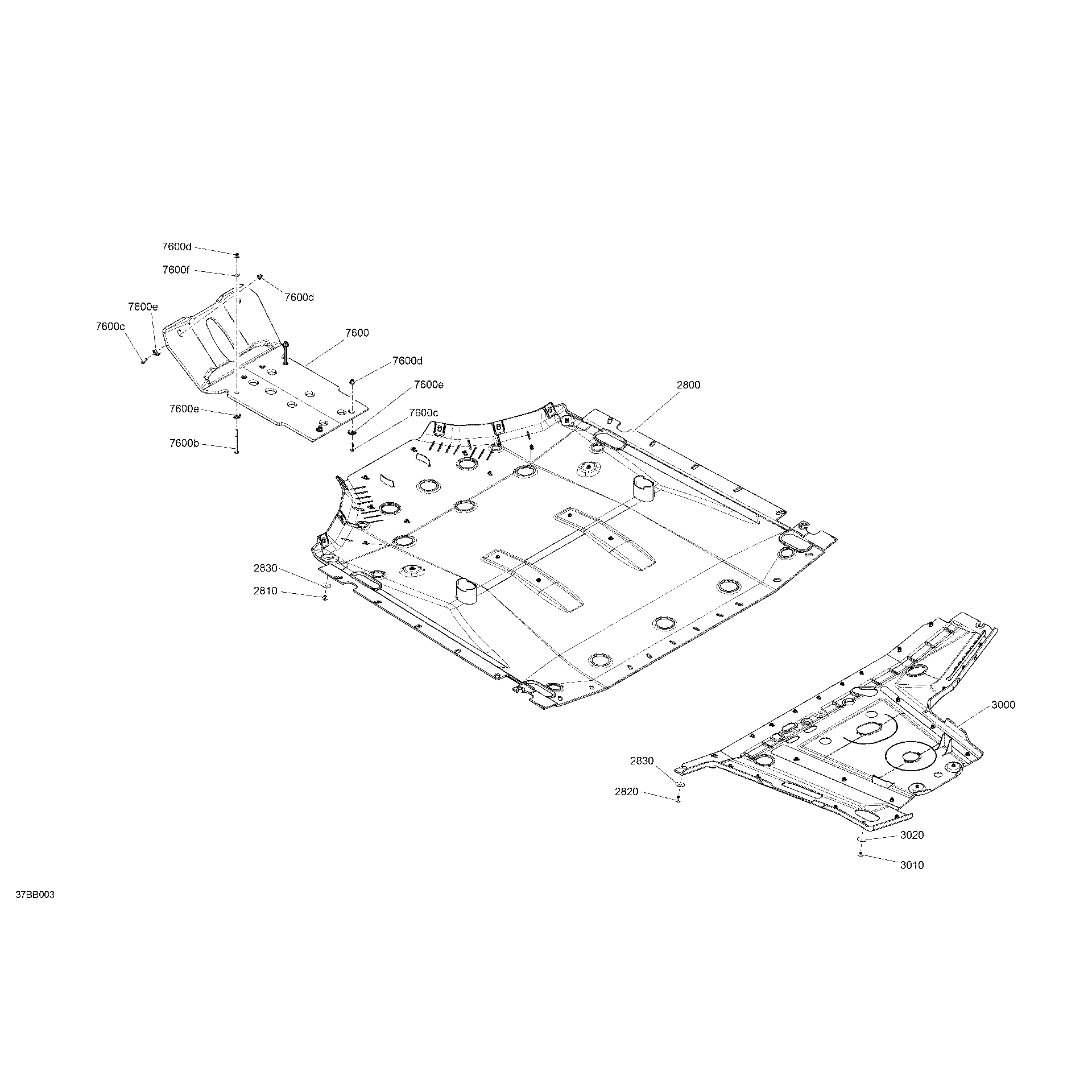 An Image of a Genuine Can-Am Parts Schematic Diagram showing the schematic - BODY - SKID PLATE