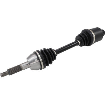 A close-up of the Polaris Axle Kit Complete Super Duty Rear Left & Right by Epi, featuring metal joints and black rubber boots—crafted from premium steel for superior durability and perfect as a rear OEM replacement.