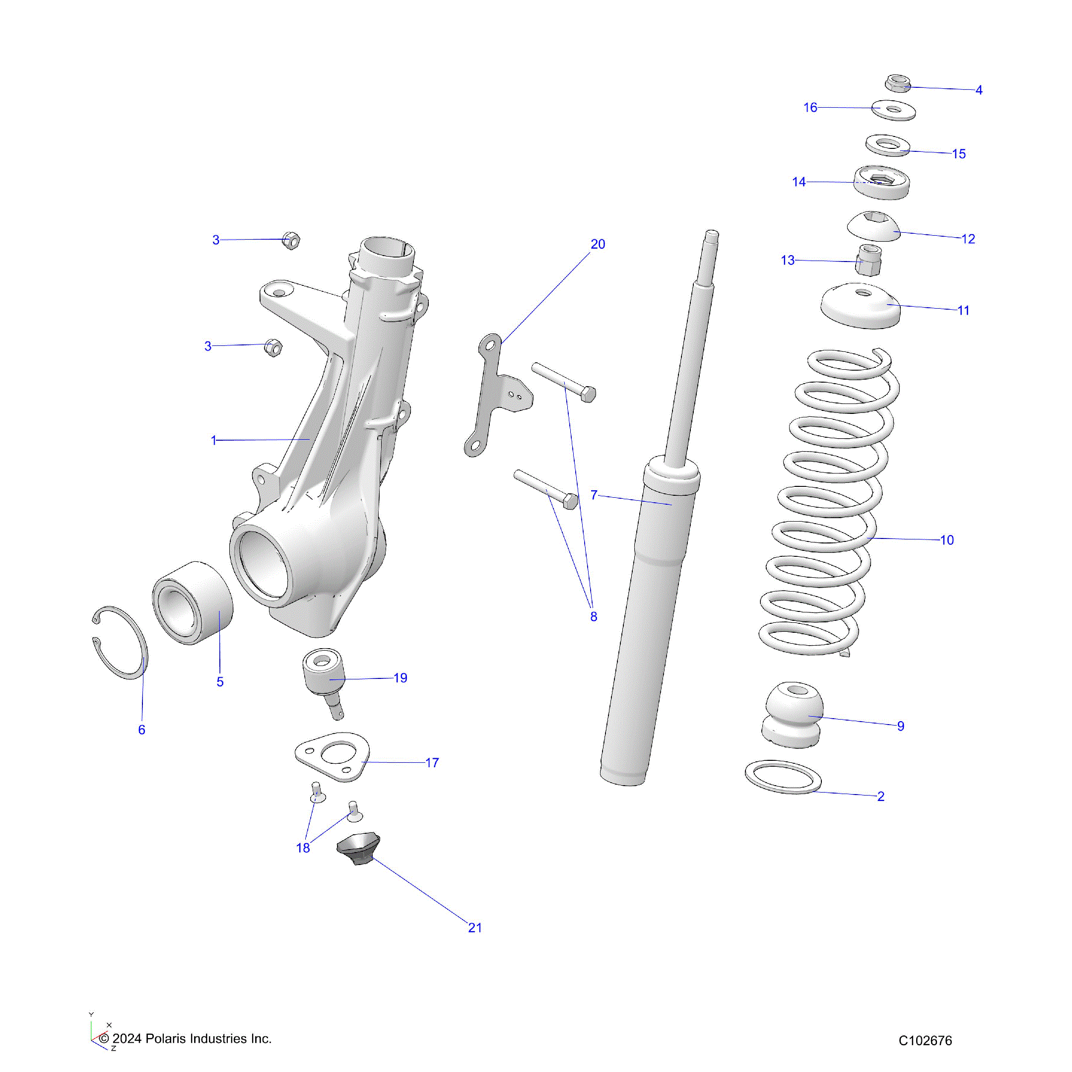 An Image of a Genuine Polaris Parts Schematic Diagram showing the schematic - SUSPENSION: FRONT STRUT - 2026 POLARIS SPORTSMAN 570 X2 EPS