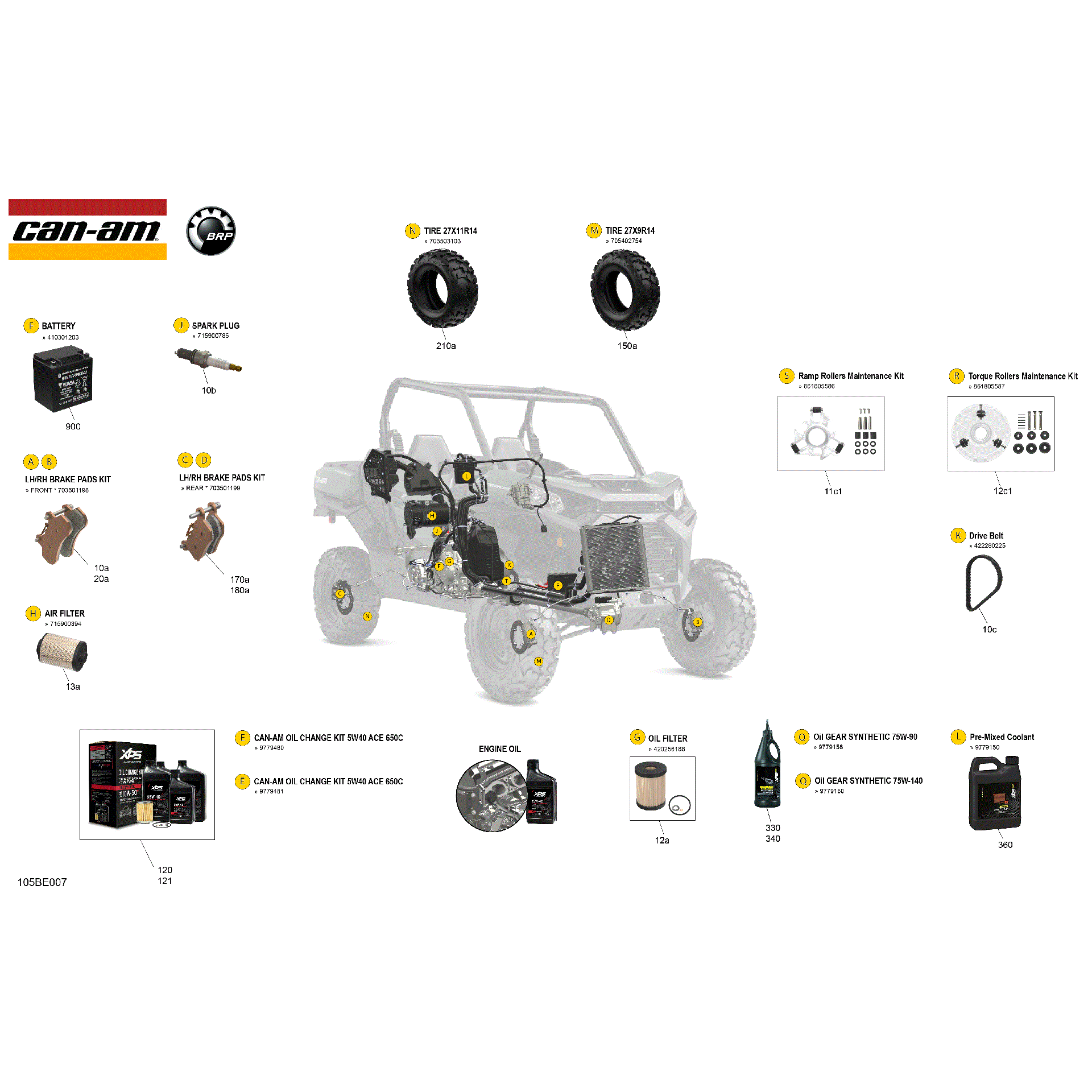An Image of a Genuine Can-Am Parts Schematic Diagram showing the schematic - SERVICE - MAINTENANCE PARTS & FLUIDS