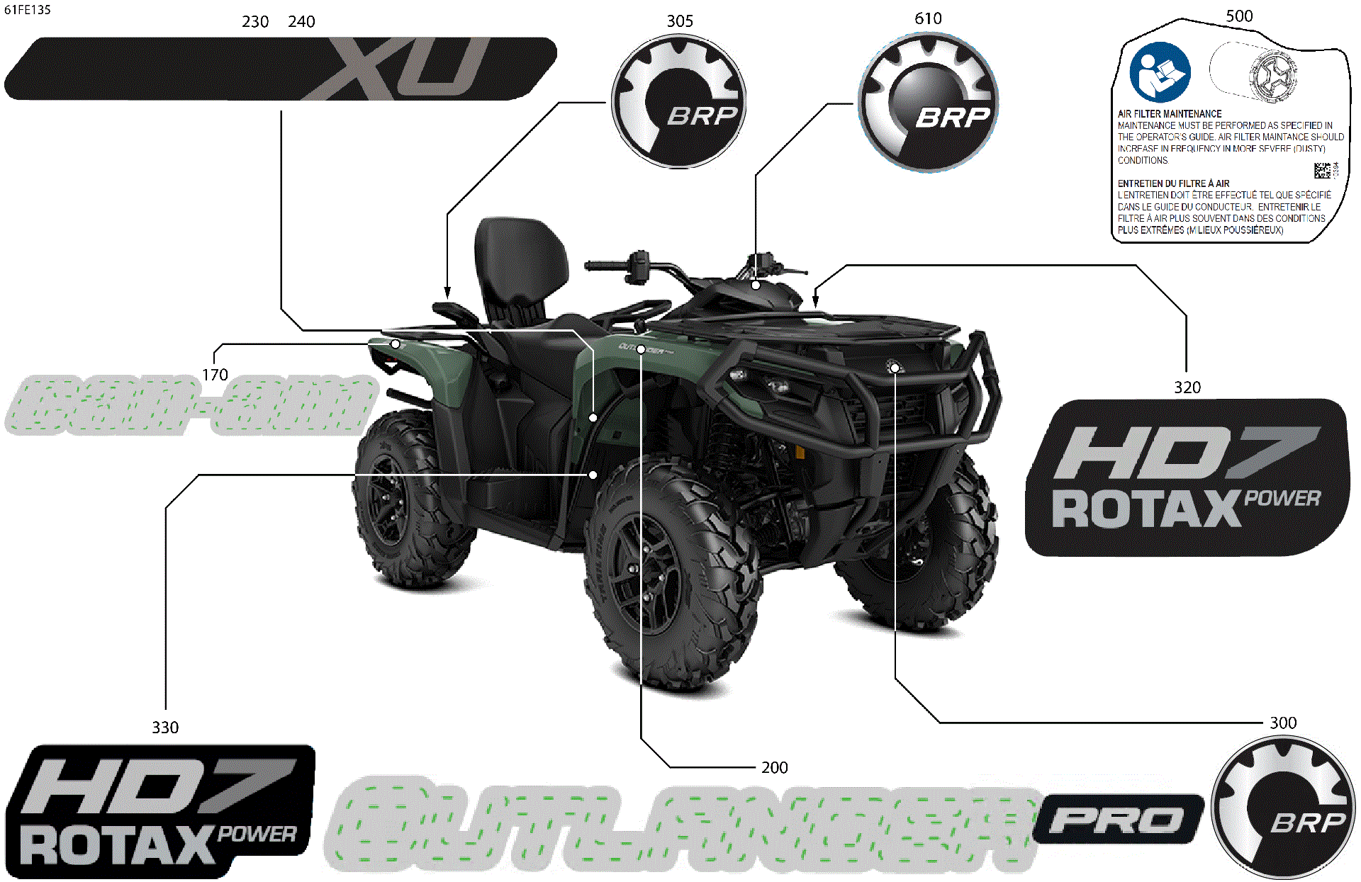 An Image of a Genuine Can-Am Parts Schematic Diagram showing the schematic - BODY - FEATURE DECALS