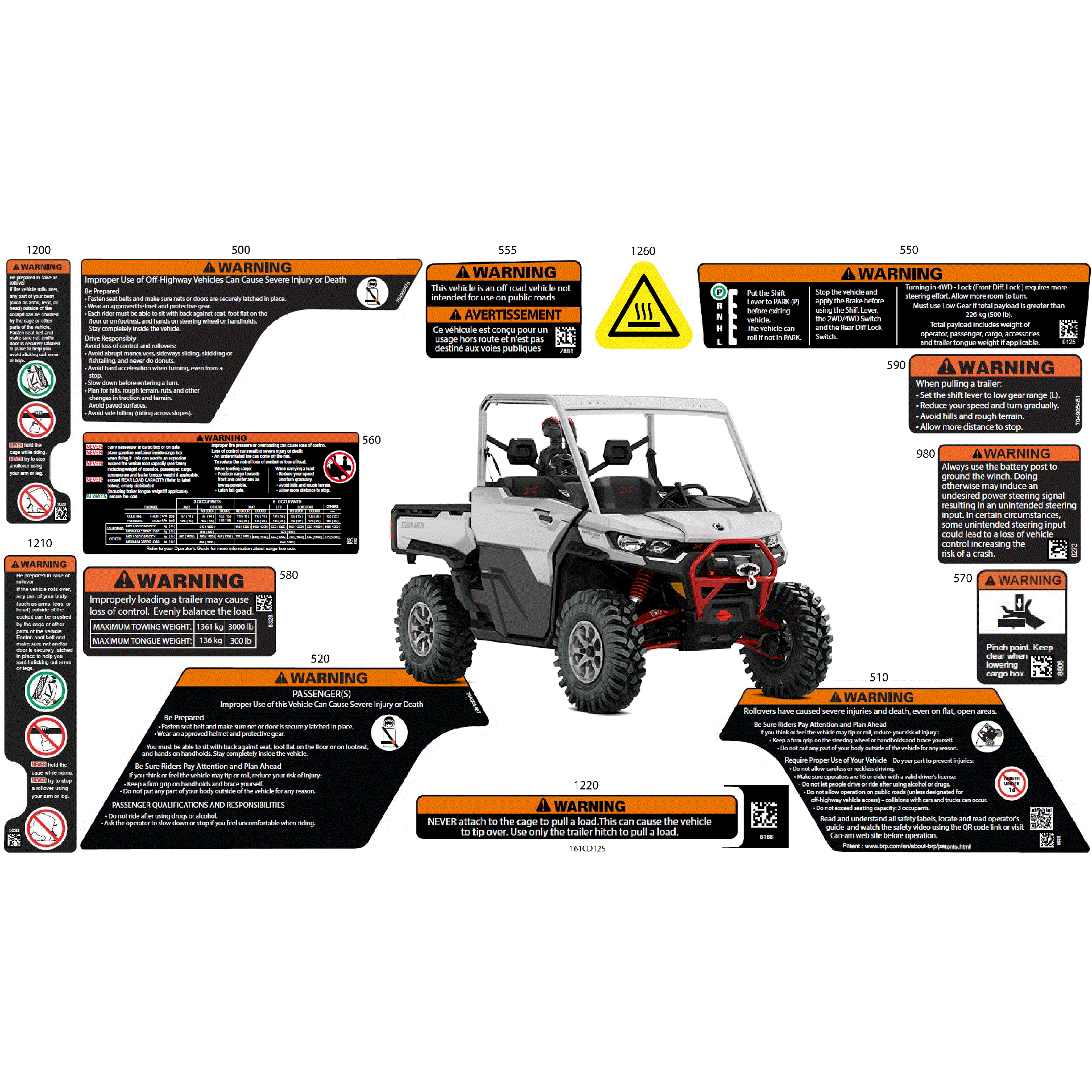 An Image of a Genuine Can-Am Parts Schematic Diagram showing the schematic - BODY - WARNING DECALS