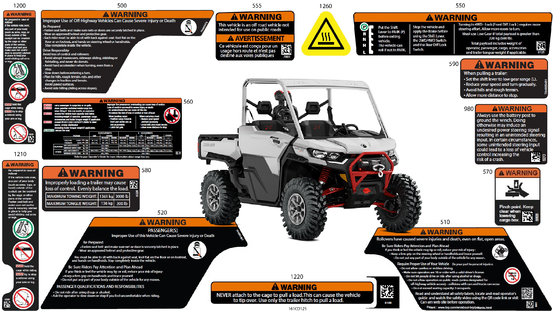 An Image of a Genuine Can-Am Parts Schematic Diagram showing the schematic - BODY - WARNING DECALS