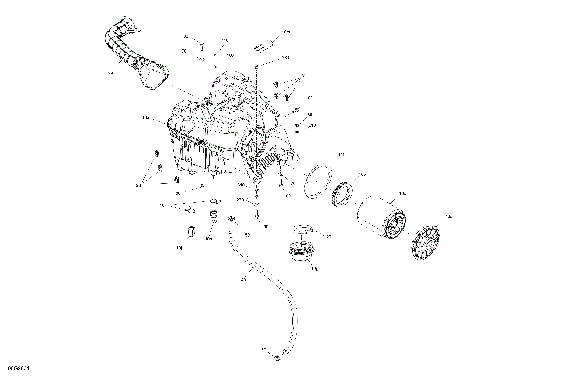 An Image of a Genuine Can-Am Parts Schematic Diagram showing the schematic - ENGINE - AIR INTAKE