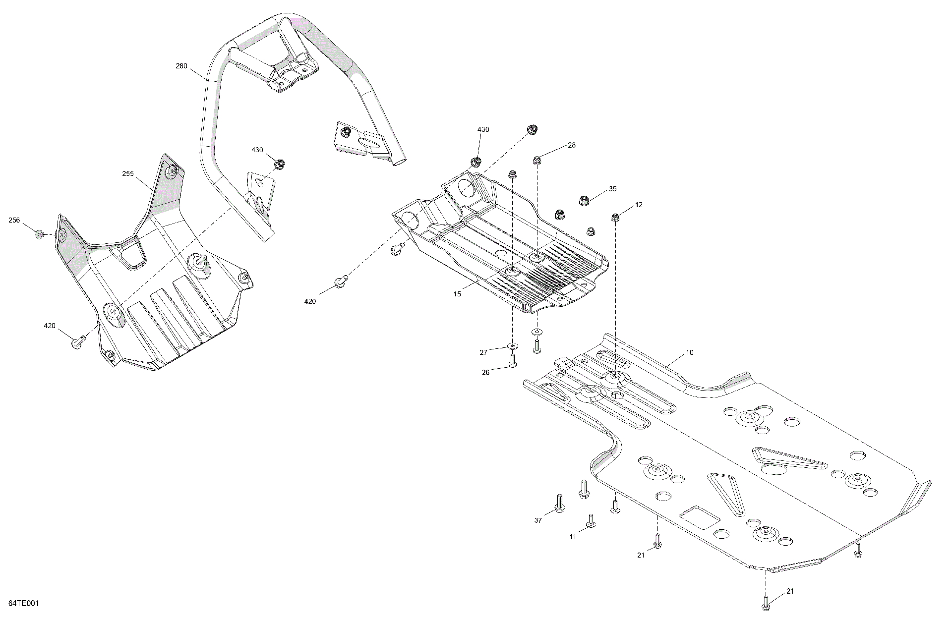 An Image of a Genuine Can-Am Parts Schematic Diagram showing the schematic - BODY - SKID PLATE AND BUMPER