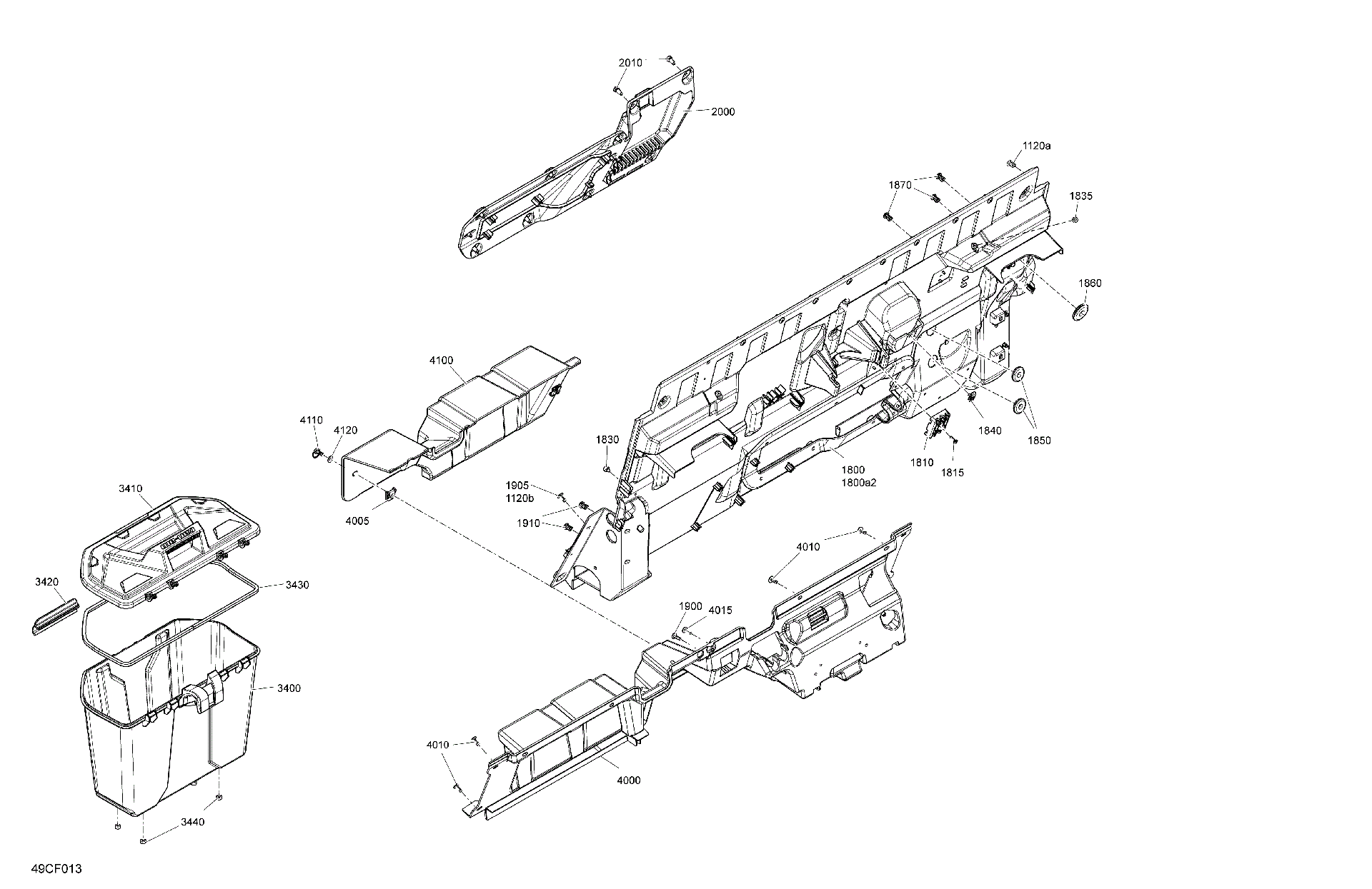 An Image of a Genuine Can-Am Parts Schematic Diagram showing the schematic - CAB INTERIOR - BACK WALL