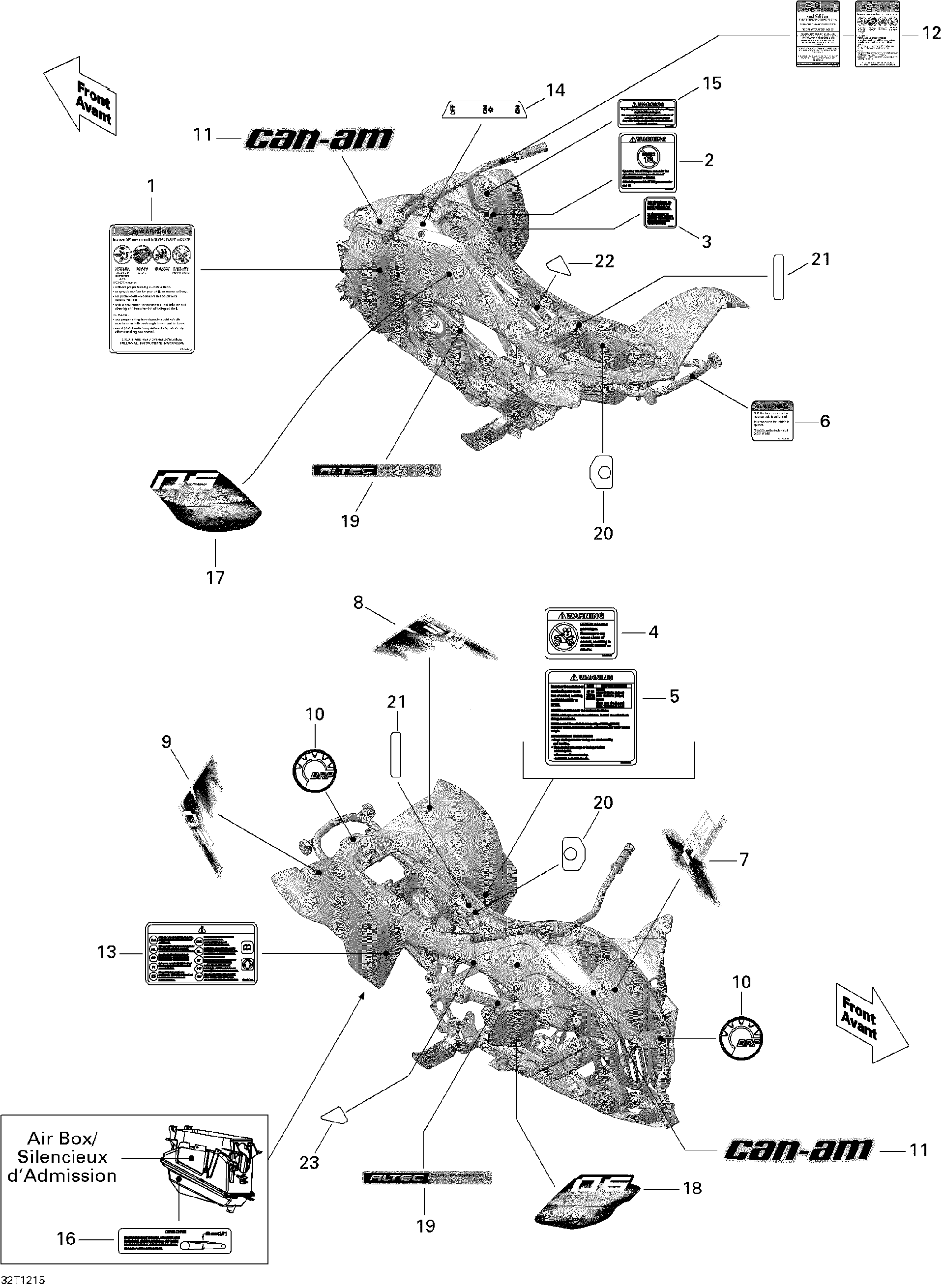 An Image of a Genuine Can-Am Parts Schematic Diagram showing the schematic - DECALS _32T1215