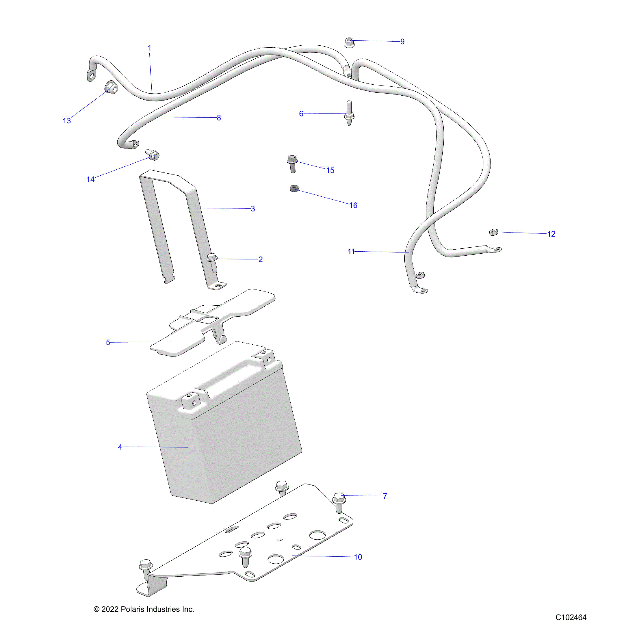 An Image of a Genuine Polaris Parts Schematic Diagram showing the schematic - ELECTRICAL: BATTERY - 2024 POLARIS SPORTSMAN XP 1000 HIGH LIFTER
