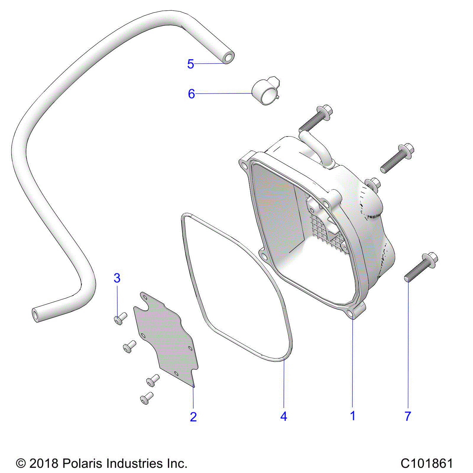 An Image of a Genuine Polaris Parts Schematic Diagram showing the schematic - ENGINE: BREATHER - 2021 POLARIS ACE 150 EFI