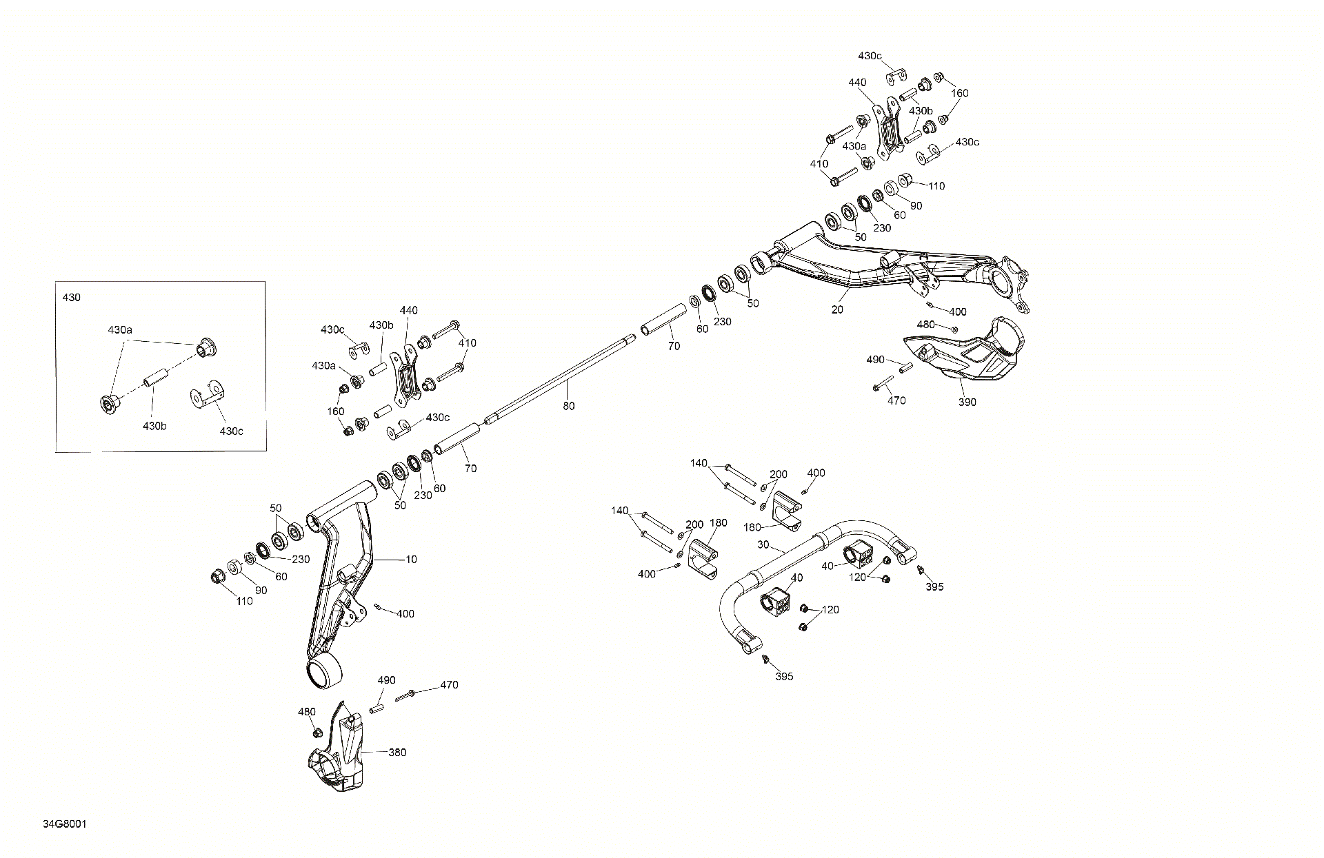 An Image of a Genuine Can-Am Parts Schematic Diagram showing the schematic - SUSPENSION - REAR COMPONENTS