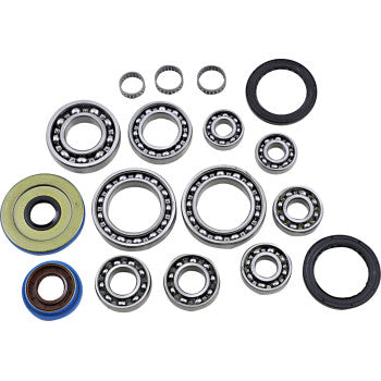 The Differential Bearing Seal Kit Rear by Epi, featuring ball bearings and oil-resistant NBR seals in various sizes, is neatly arranged on a white background. The metal bearings and circular seals are displayed without a specific pattern.