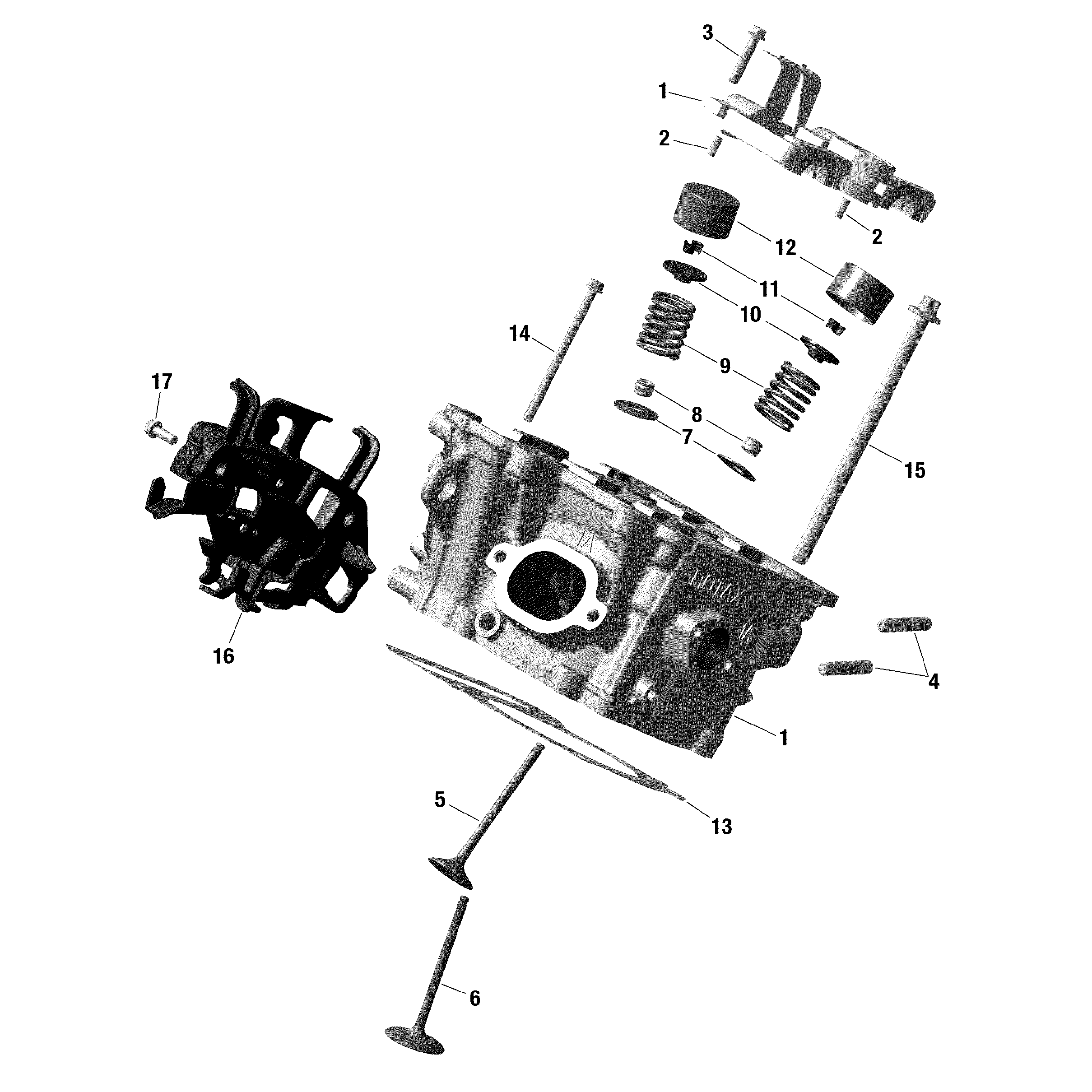 An Image of a Genuine Can-Am Parts Schematic Diagram showing the schematic - ROTAX - CYLINDER HEAD