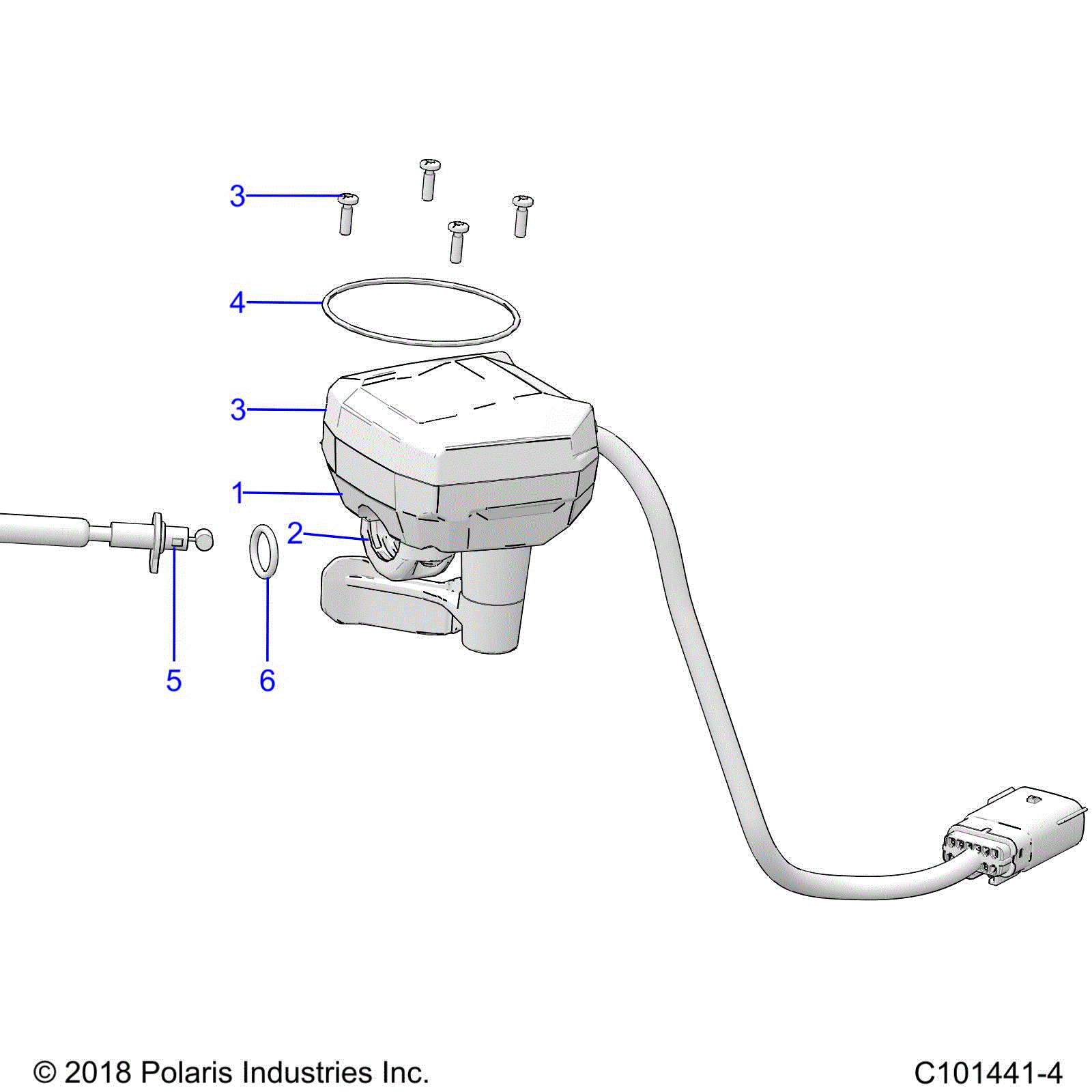 An Image of a Genuine Polaris Parts Schematic Diagram showing the schematic - STEERING: CONTROLS THROTTLE ASM. and CABLE - 2019 POLARIS SPORTSMAN 850 SP 48