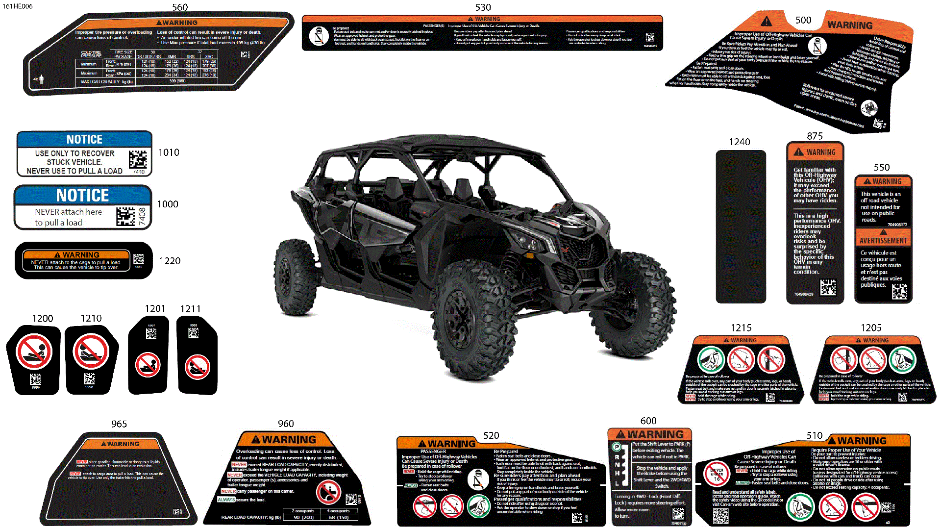 An Image of a Genuine Can-Am Parts Schematic Diagram showing the schematic - BODY - WARNING DECALS