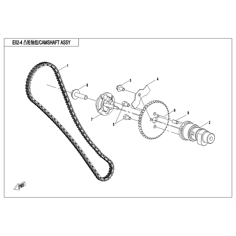 An Image of a Genuine CFMOTO Parts Schematic Diagram showing the schematic - CAMSHAFT OF CYLINDER ASSY - 2018 CFMOTO ZFORCE 500