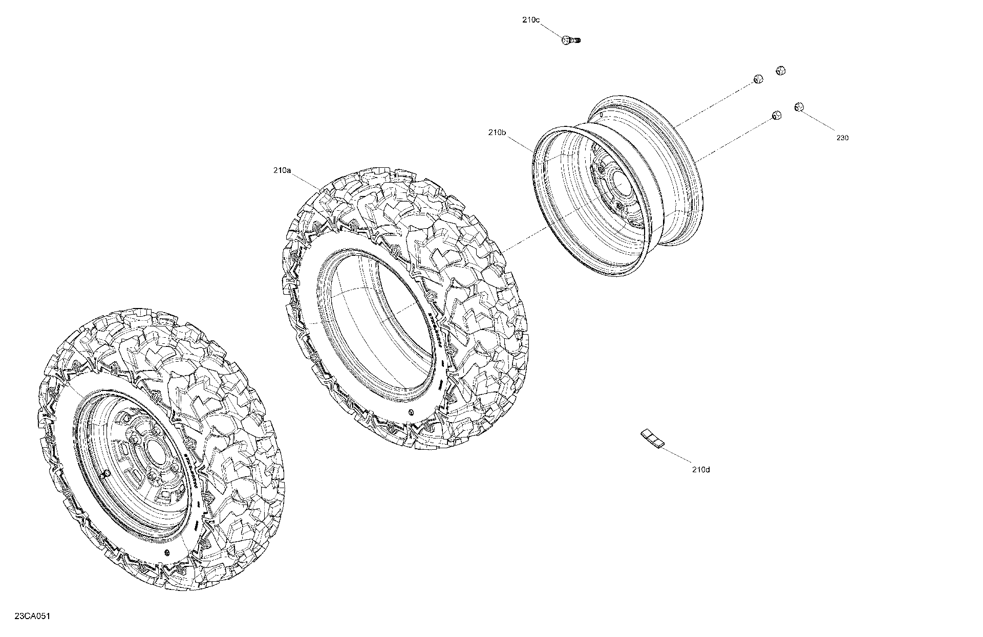 An Image of a Genuine Can-Am Parts Schematic Diagram showing the schematic - DRIVE - FRONT WHEELS - DPS
