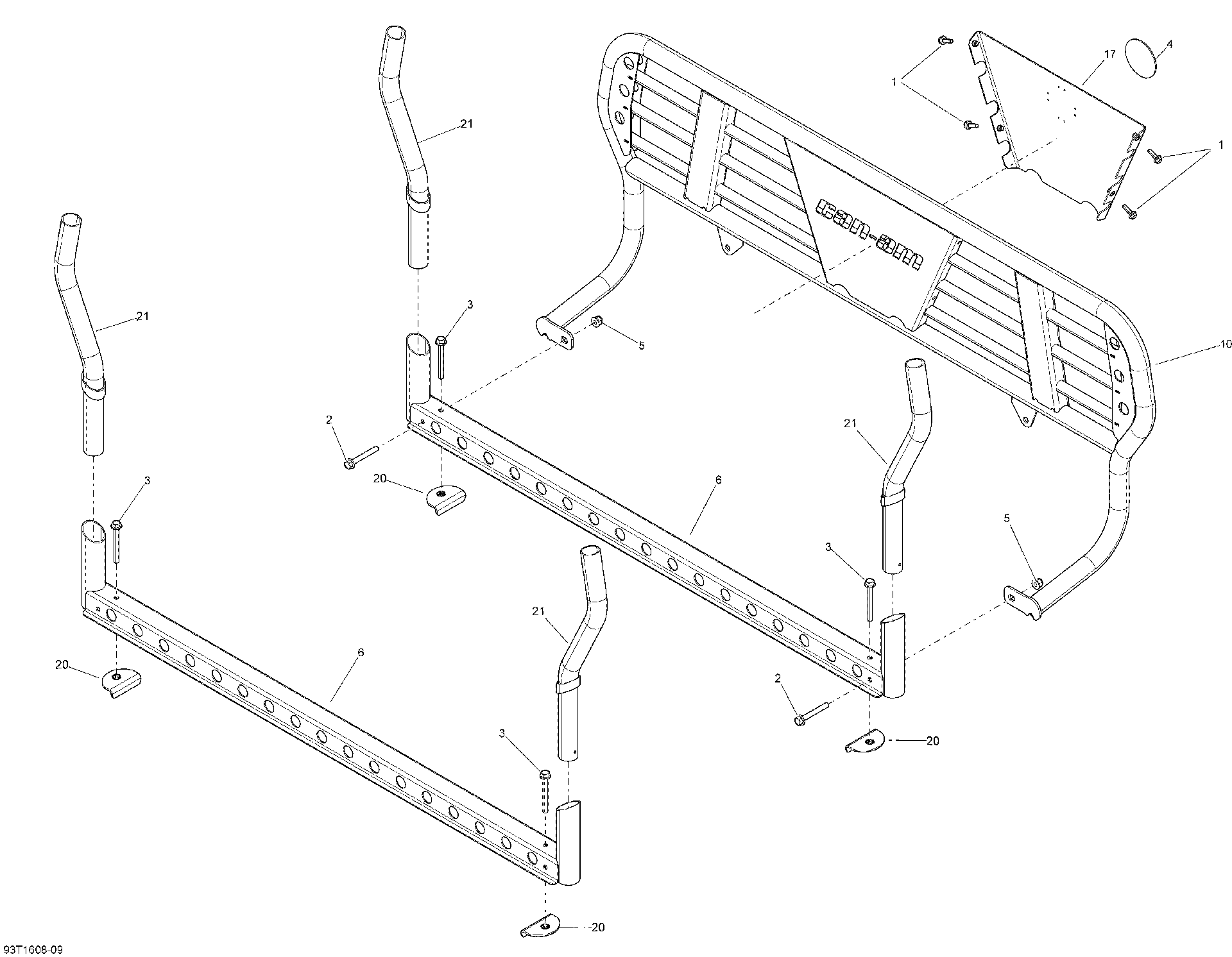 An Image of a Genuine Can-Am Parts Schematic Diagram showing the schematic - FORESTRY LOG BAR