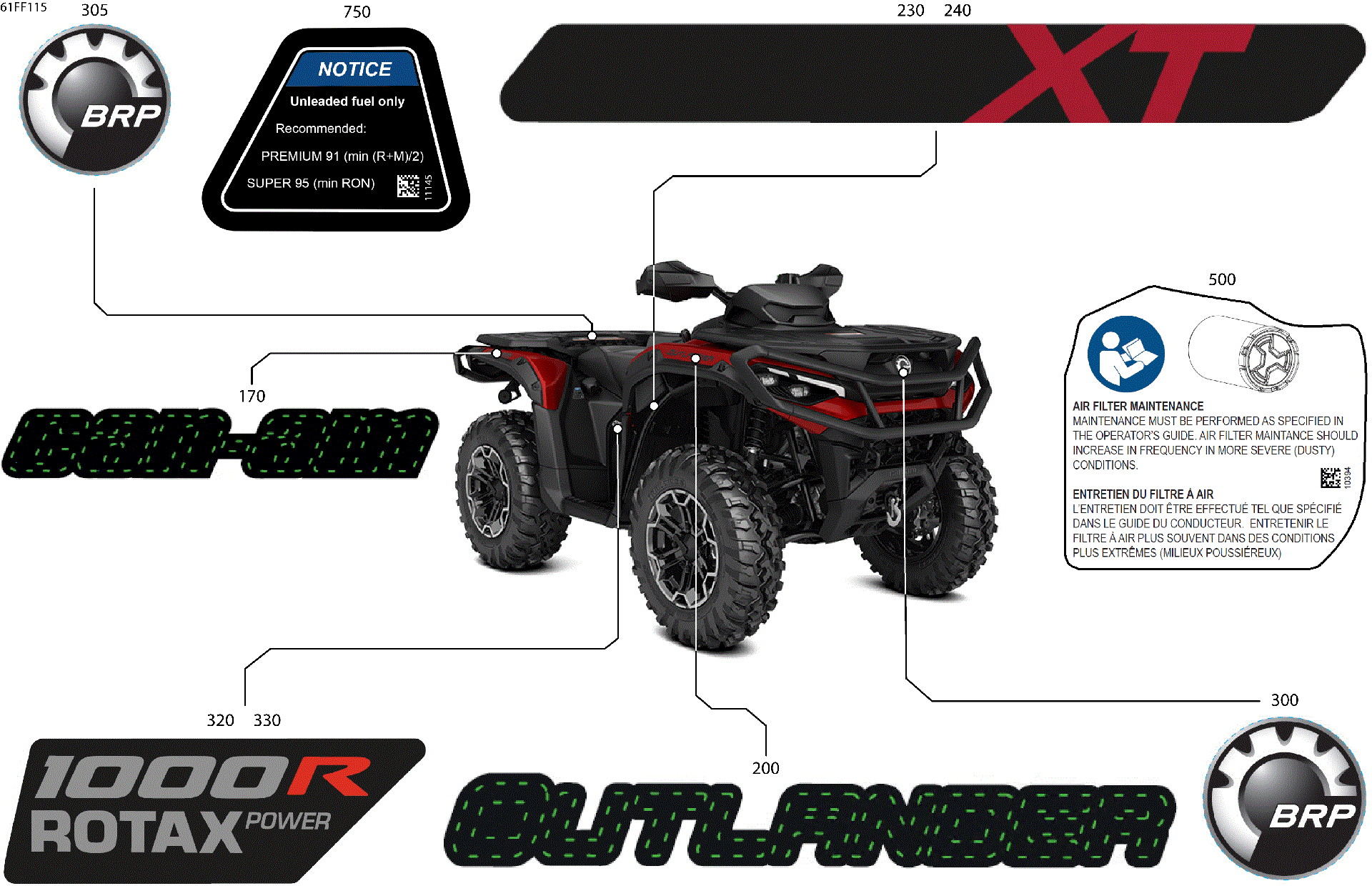 An Image of a Genuine Can-Am Parts Schematic Diagram showing the schematic - BODY - FEATURE DECALS