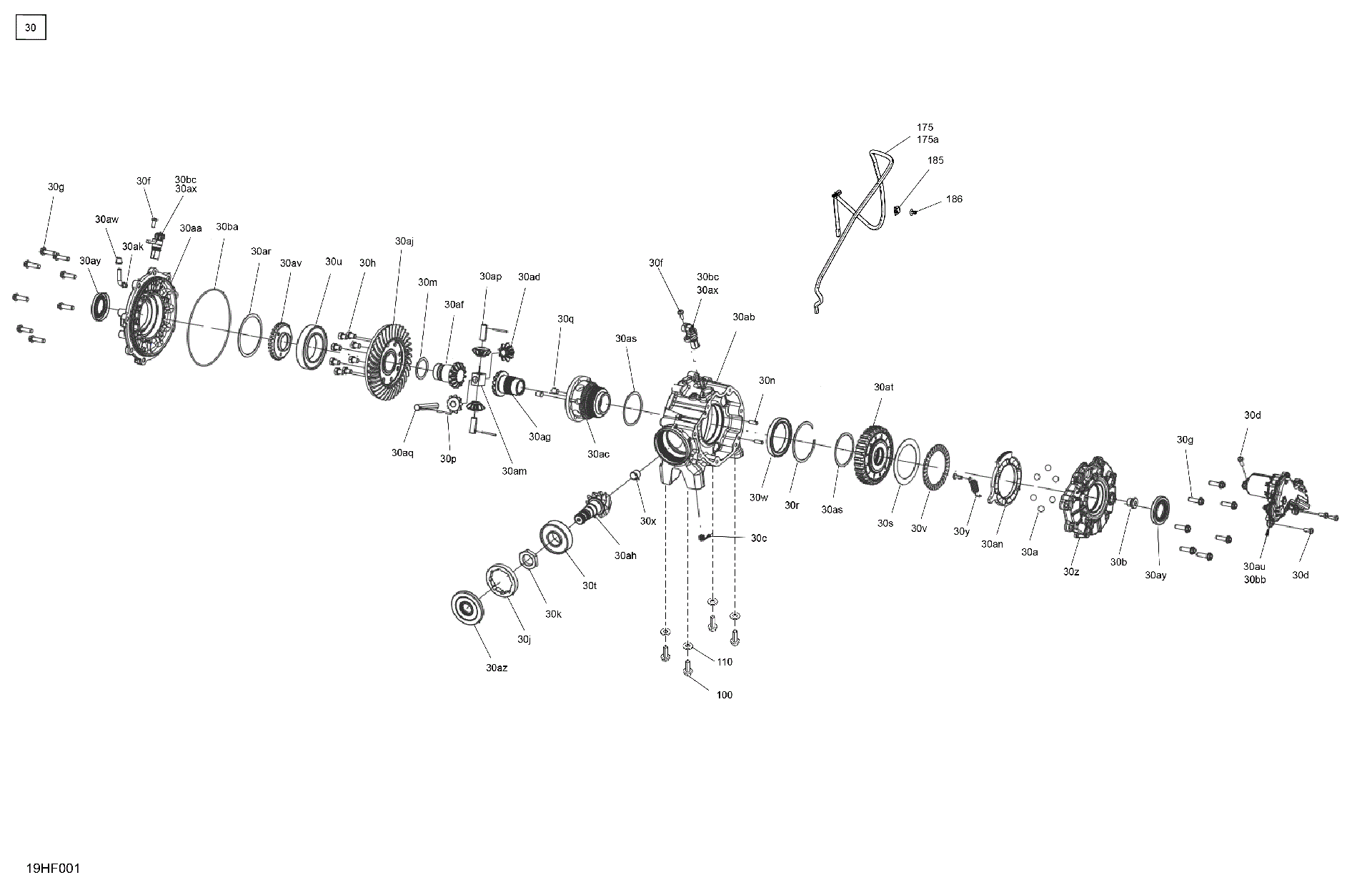 An Image of a Genuine Can-Am Parts Schematic Diagram showing the schematic - DRIVE - FRONT - DIFFERENTIAL PARTS