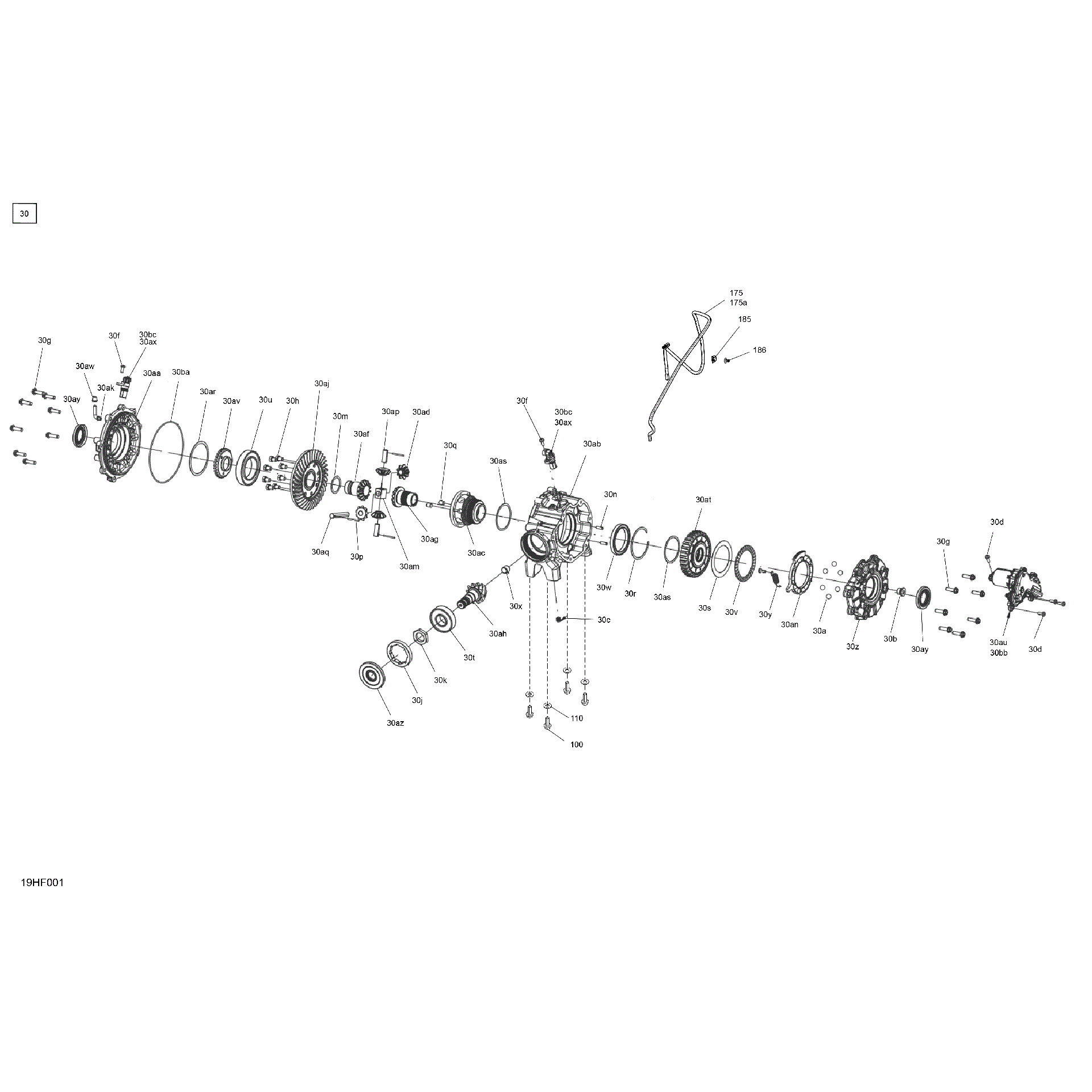 An Image of a Genuine Can-Am Parts Schematic Diagram showing the schematic - DRIVE - FRONT - DIFFERENTIAL PARTS