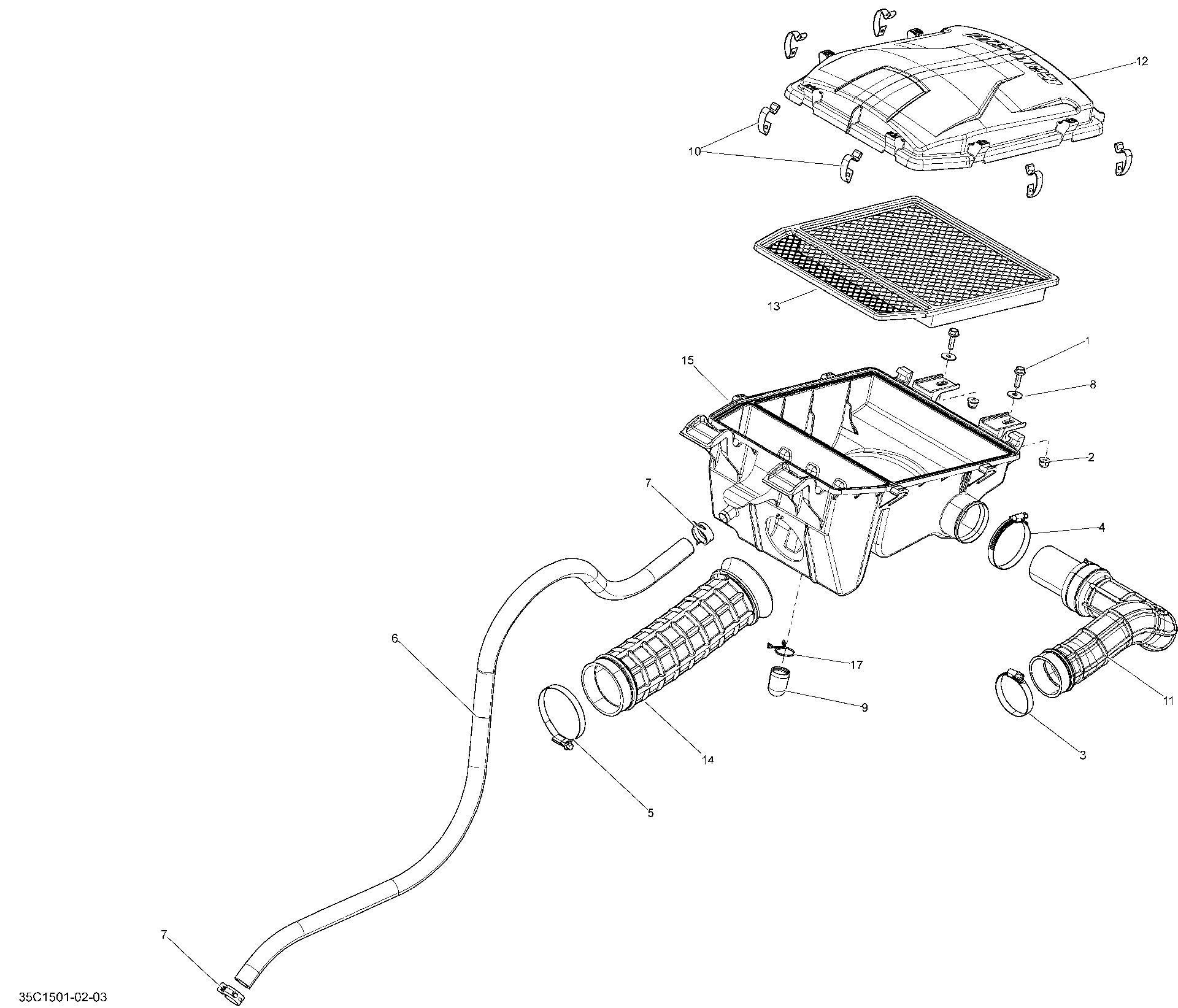 An Image of a Genuine Can-Am Parts Schematic Diagram showing the schematic - AIR INTAKE _35C1503