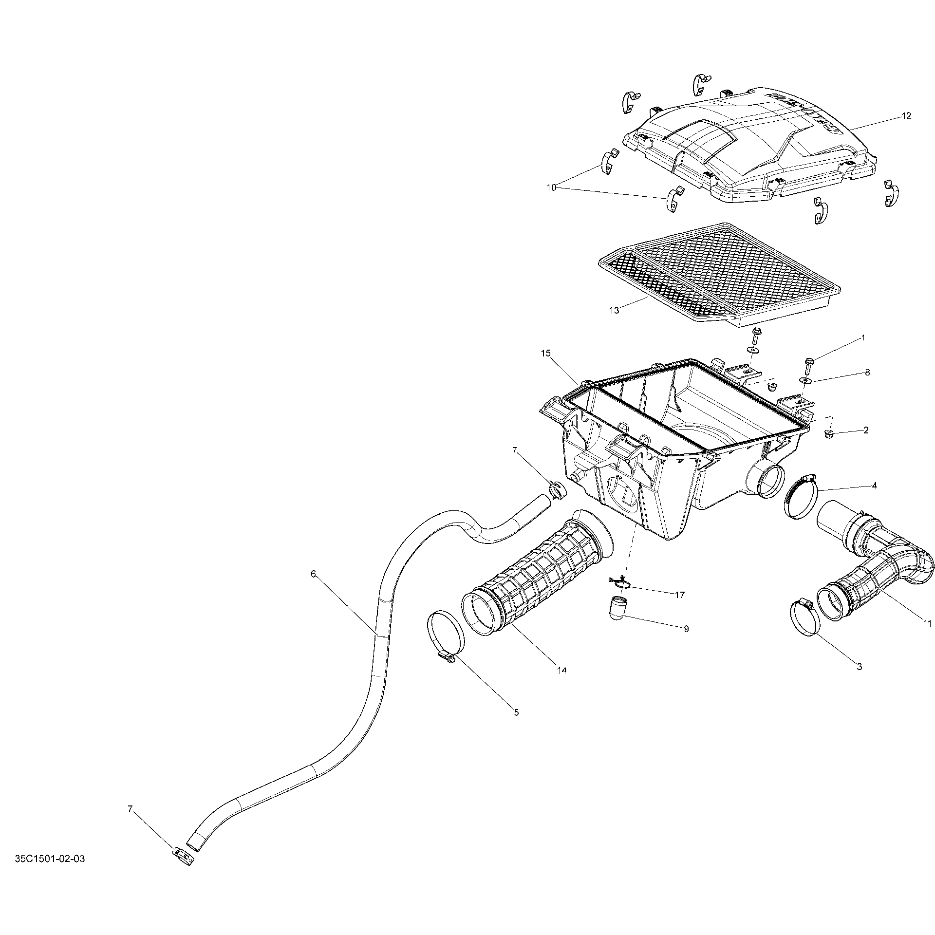 An Image of a Genuine Can-Am Parts Schematic Diagram showing the schematic - AIR INTAKE _35C1501