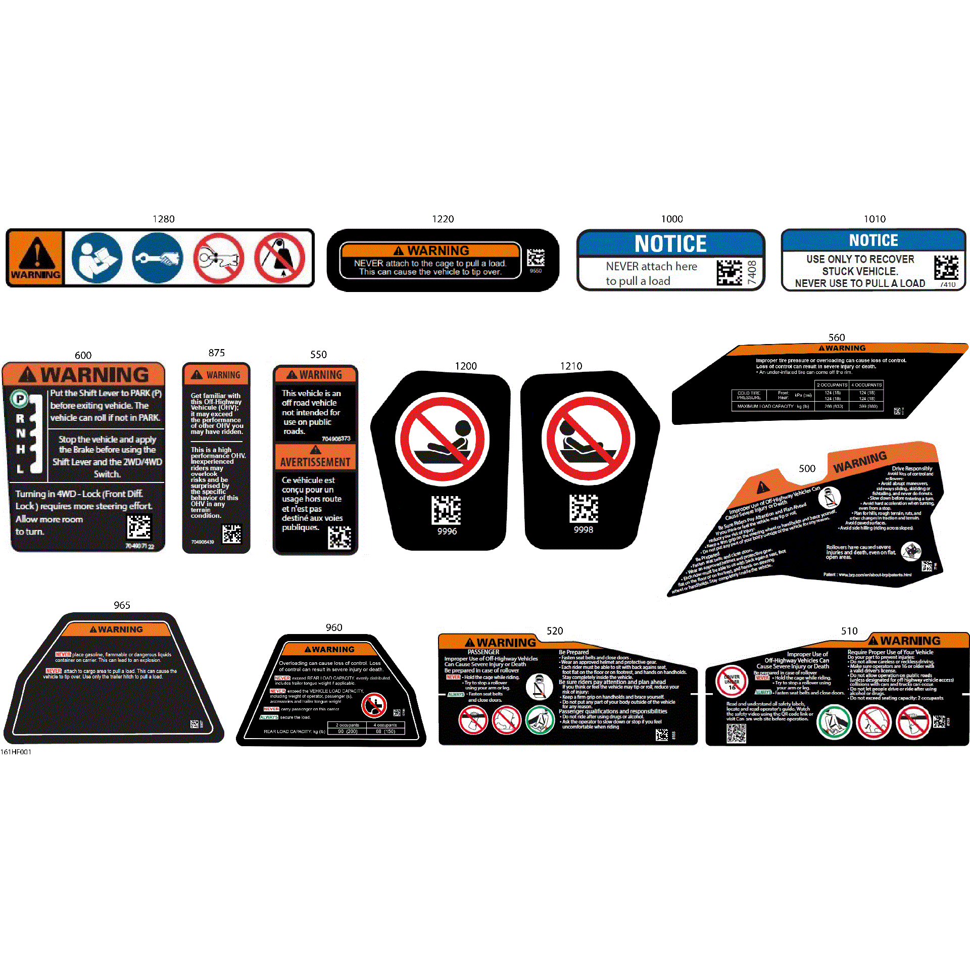 An Image of a Genuine Can-Am Parts Schematic Diagram showing the schematic - BODY - WARNING DECALS
