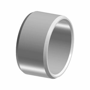 A 3D rendering of a plain, metallic, cylindrical ring resembling the Cam Idler Bearing by Polaris, with smooth edges and a shiny surface, is displayed on a white background.