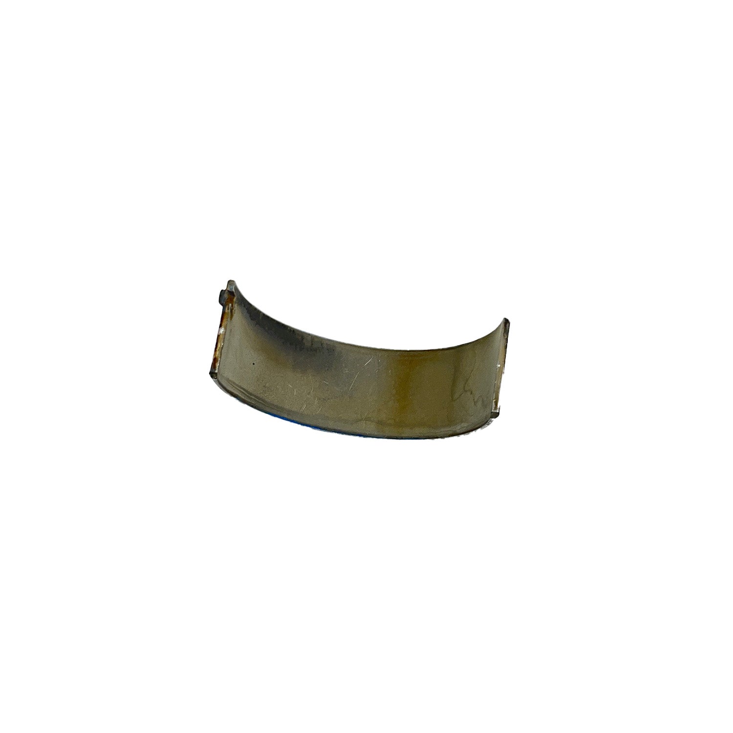 Curved metal bearing connecting rod in midnight blue finish with small mounting holes.