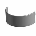 Gray curved metal connecting rod bearing shell with smooth surface and notched ends.